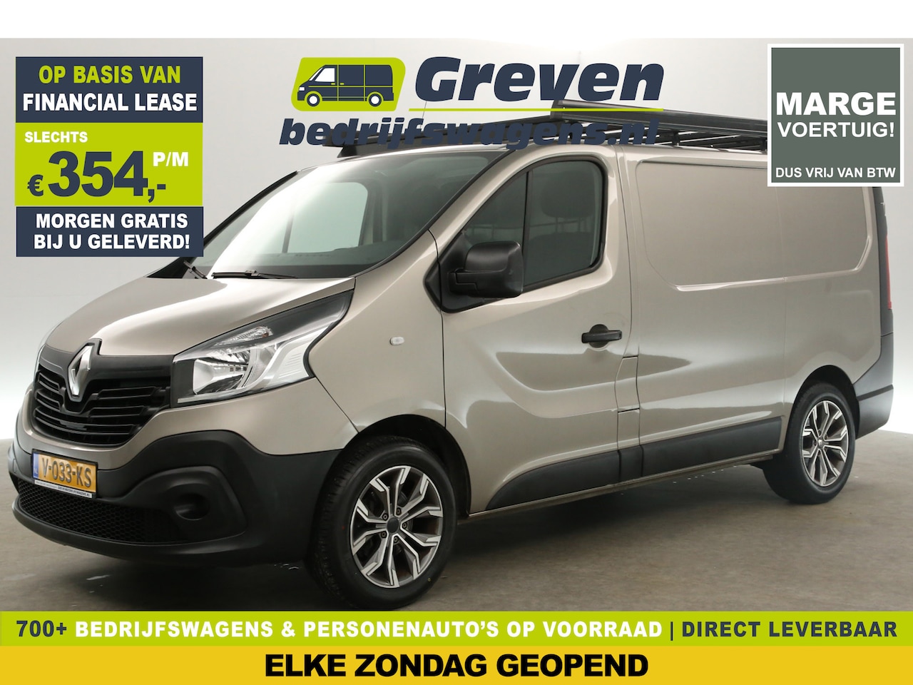 Renault Trafic - 1.6 dCi T27 L1H1 Marge |  Ex Schildersbus | Airco Cruise Imperiaal PDC Navi 3 Persoons 17" - AutoWereld.nl