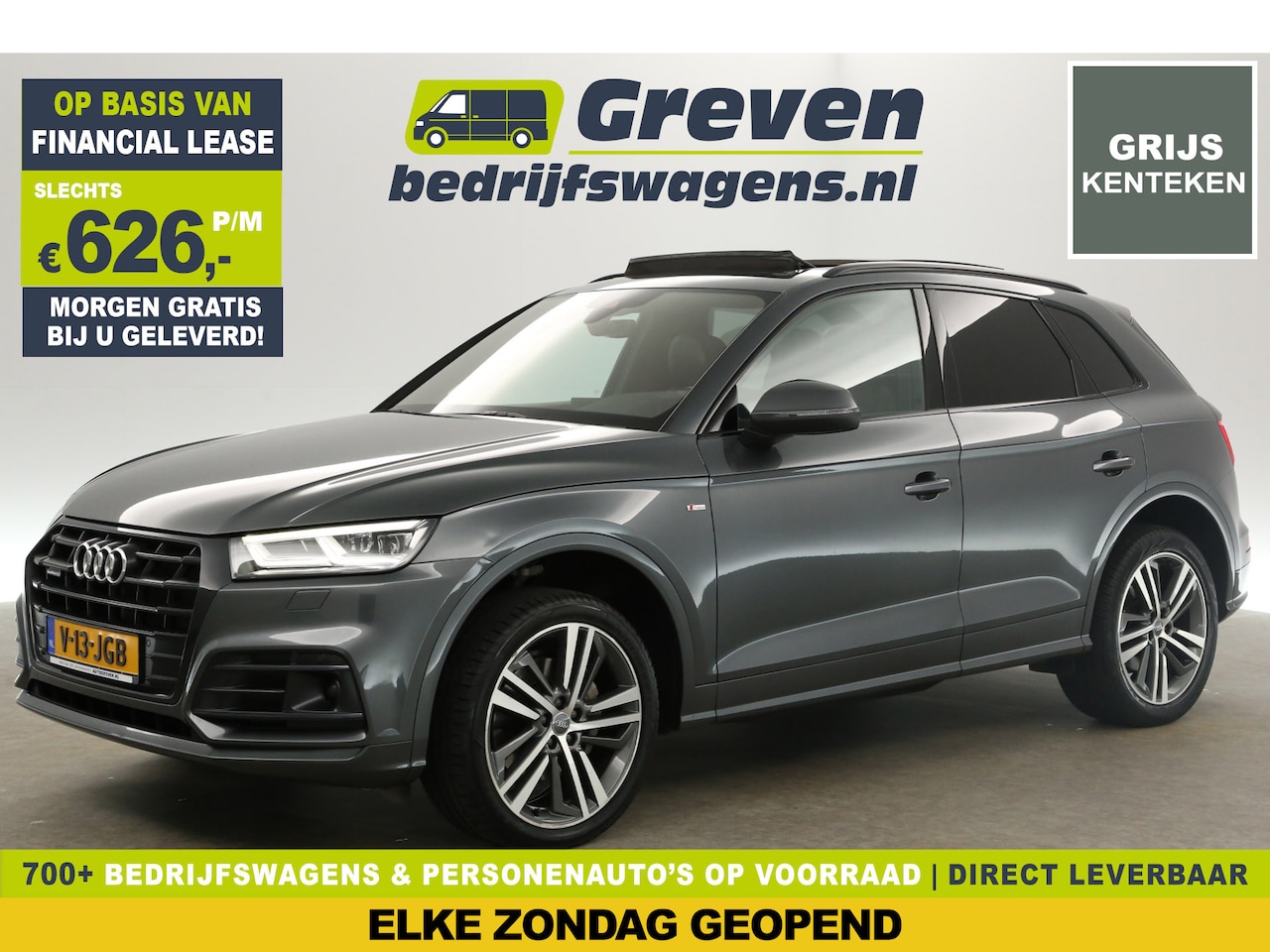 Audi Q5 - 2.0 TDI 190PK S-line Quattro Grijs Kenteken | VAN | 191PK Automaat Pano Clima Carplay Bang - AutoWereld.nl