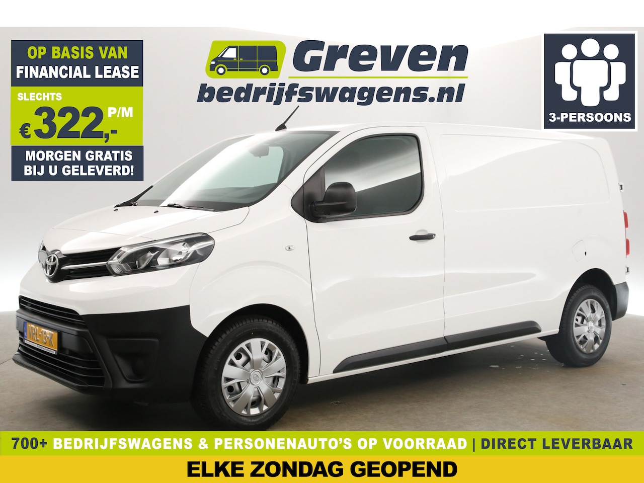 Toyota ProAce - 2.0 D-4D L2H1 145PK Airco Cruise Carplay Parkeersensoren 3 Persoons DAB+ Elektrpakket - AutoWereld.nl