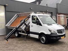 Mercedes-Benz Sprinter - 514 CDI 3-zijden Kipper Euro 6 Hiab 018 laadkraan Airco Trekhaak 3500 kg Navigatiesysteem