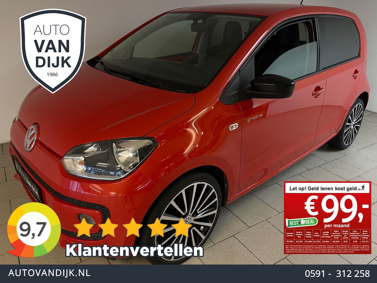 Volkswagen Up! - 1.0 Groove Up! 75PK AIRCO NAVI STOELVERW ELEK RAMEN 17 INCH POLYGON VELGEN FENDER AUDIO ME - AutoWereld.nl