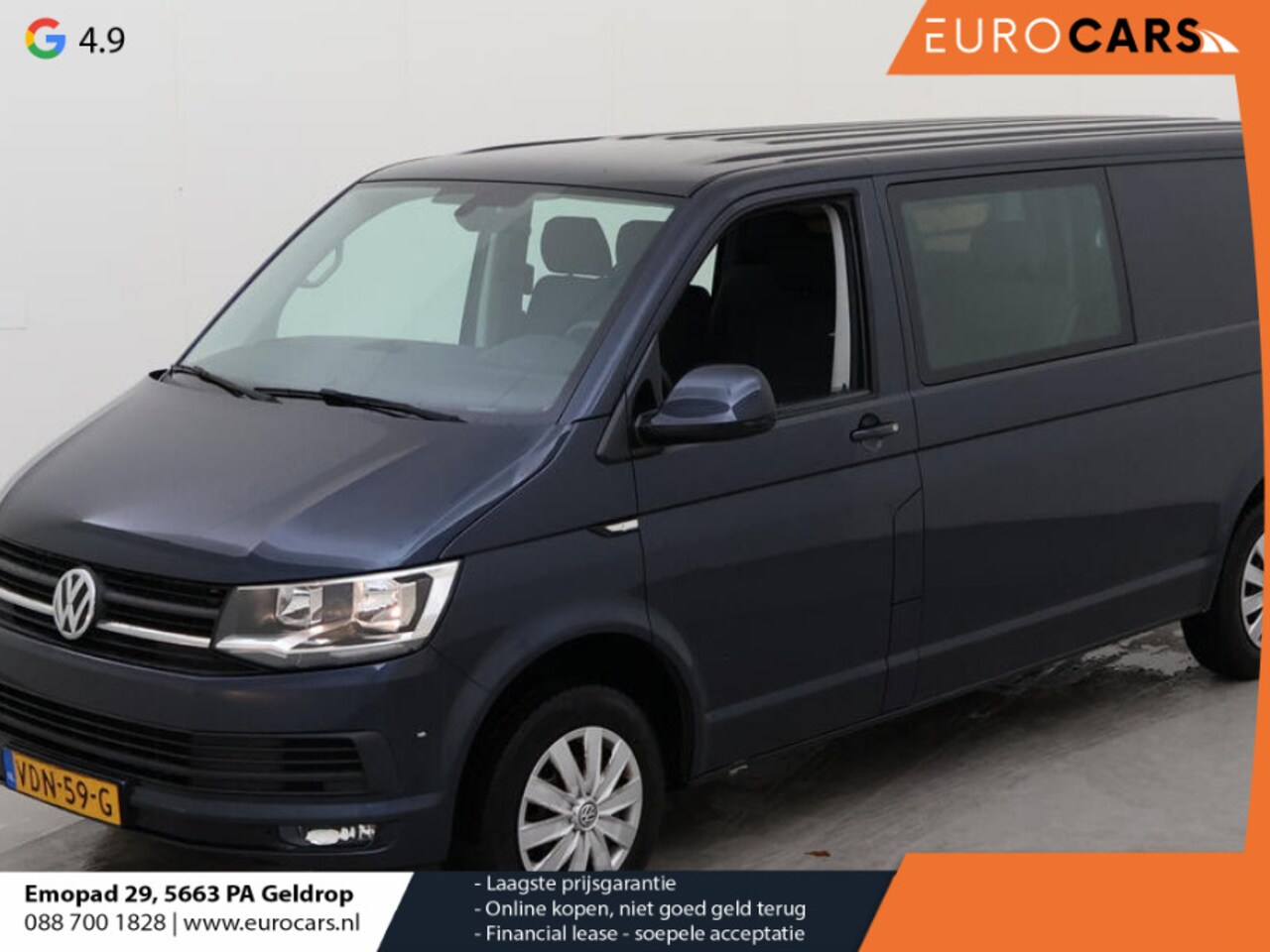 Volkswagen Transporter - 102pk L2H1 Dubbele cabine 6-Zits Navigatie Trekhaak Airco Cruise control - AutoWereld.nl