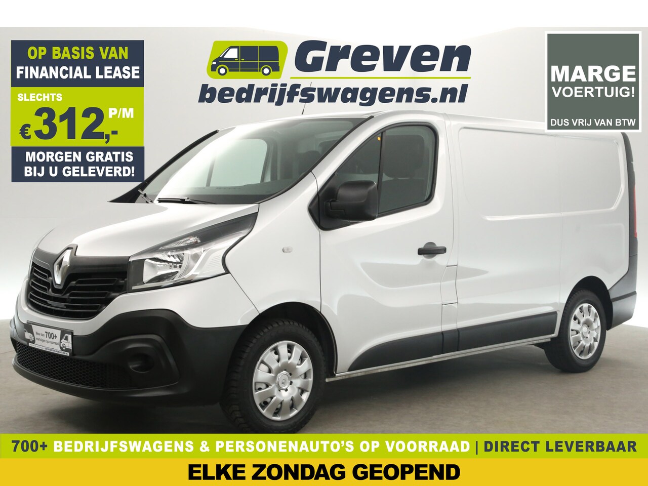 Renault Trafic - 1.6 dCi T27 L1H1 | Marge | Airco Cruise Navigatie Parkeersensoren Elektrpakket Schuifdeur - AutoWereld.nl