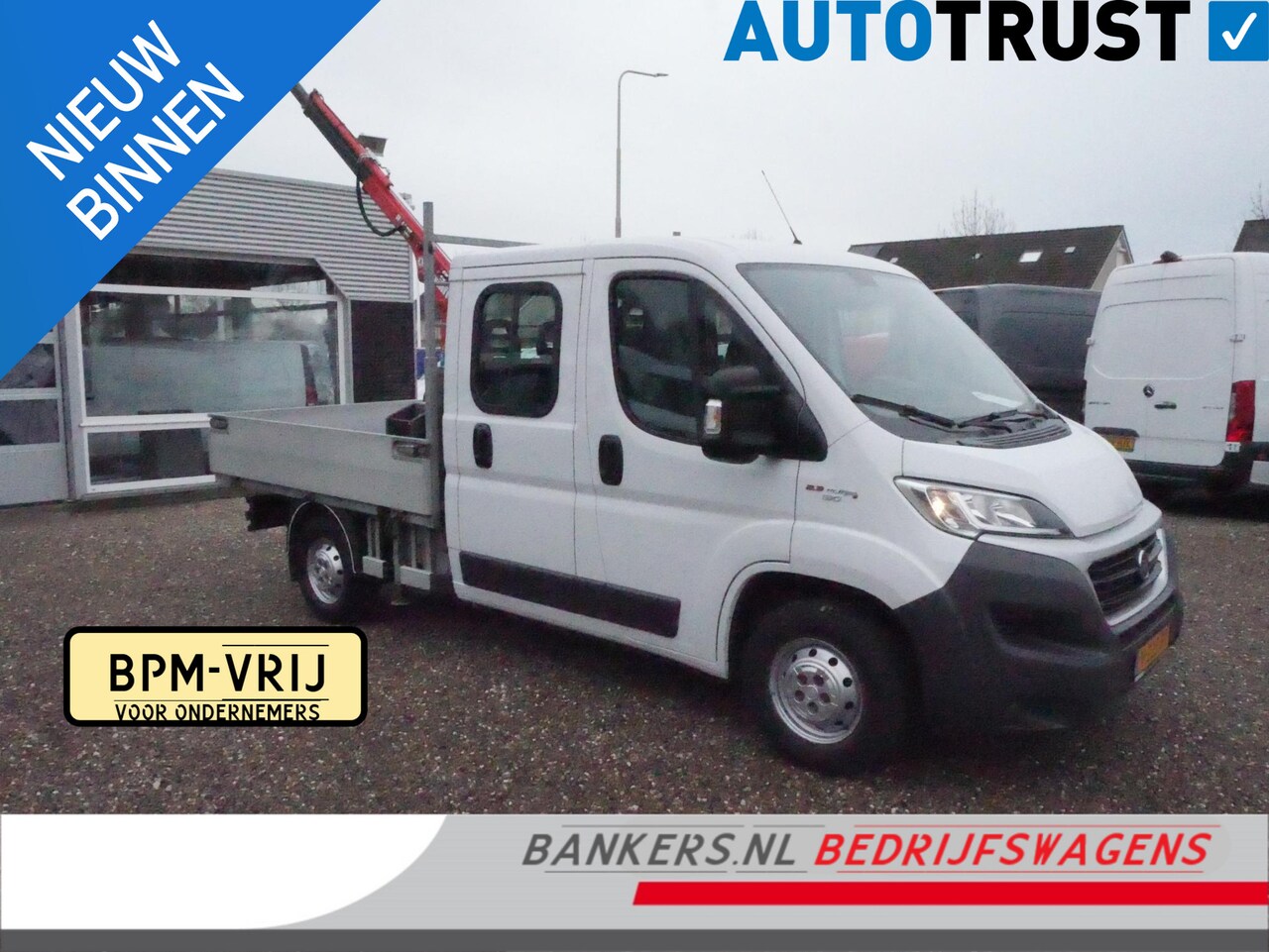 Fiat Ducato - 2.3 MultiJet 130PK, Dubbel Cabine, Open laadbak L*B*H = 235*205*40, Maxilift autolaadkraan - AutoWereld.nl