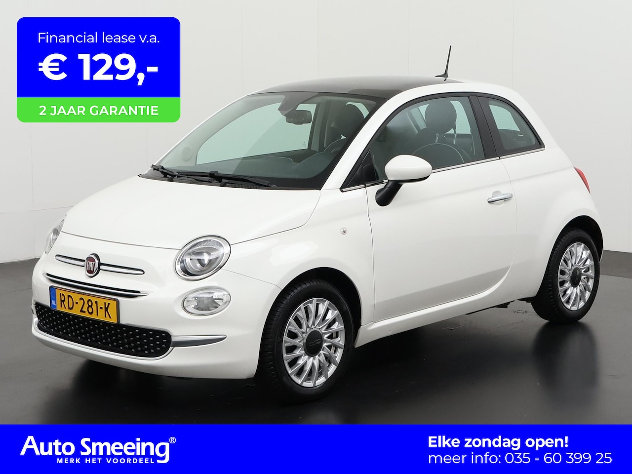 Fiat 500 - 1.2 Lounge | Panoramadak | Parkeersensor | Lichtmetalen Velgen | Zondag Open! - AutoWereld.nl