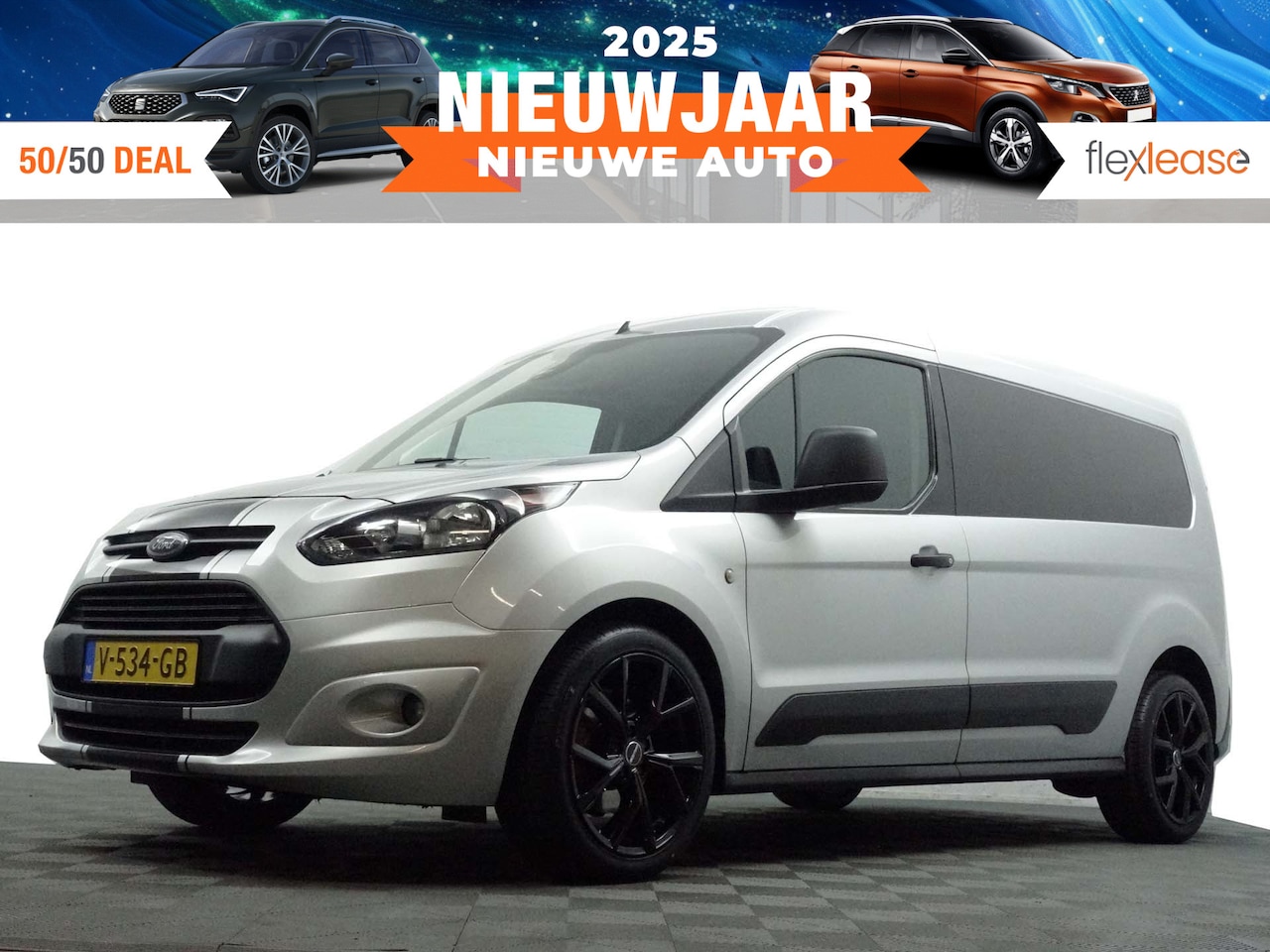 Ford Transit Connect - 1.5 TDCI Euro 6 L2 Sportline- 3 Pers, Camera, Navi, Clima, Cruise, Grijs Kenteken - AutoWereld.nl