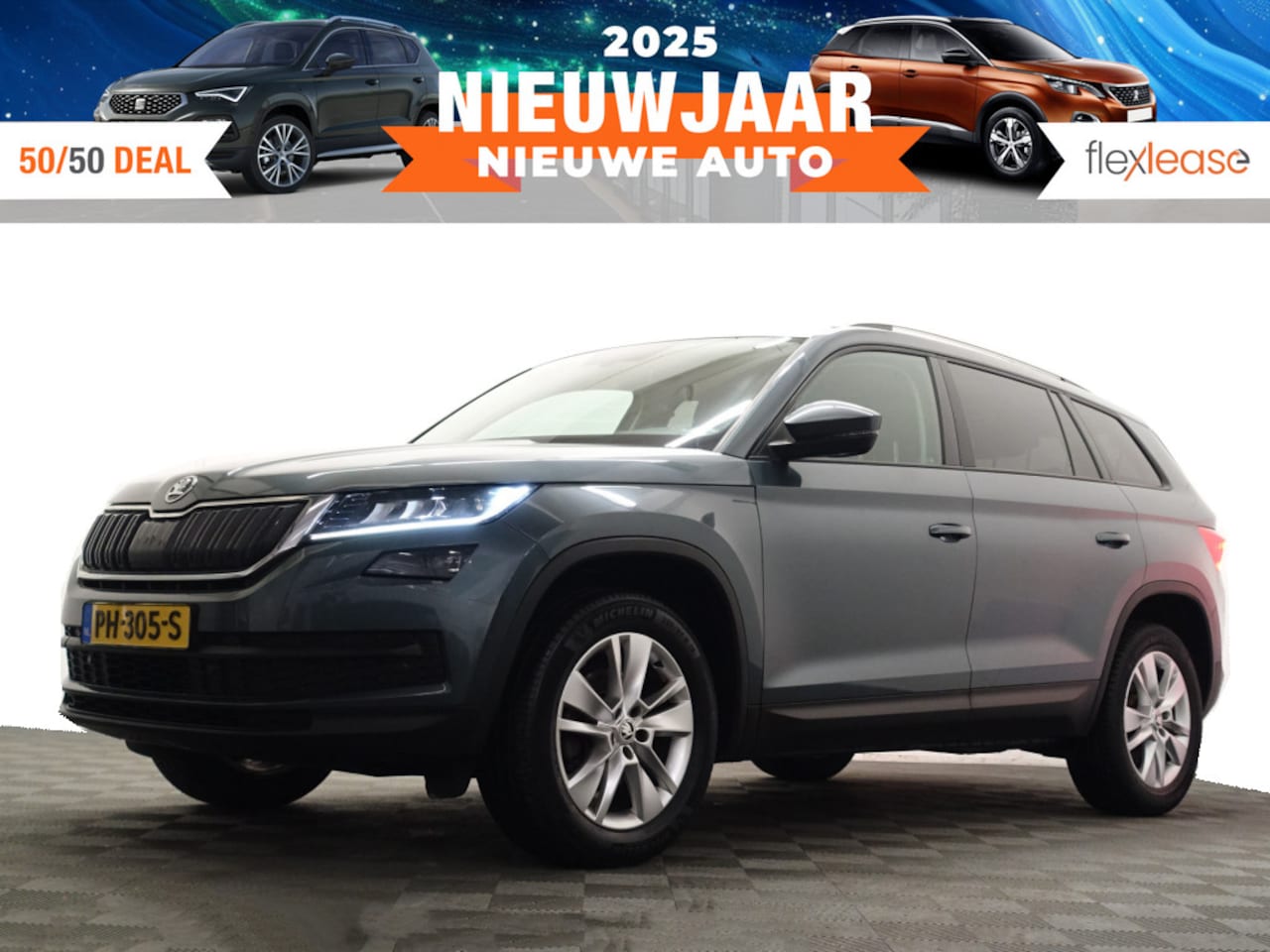 Skoda Kodiaq - 1.4 TSI Sportline- 7 Pers, Sport Leder, Navi, Xenon Led, Carplay, Keyless, Park Assist - AutoWereld.nl