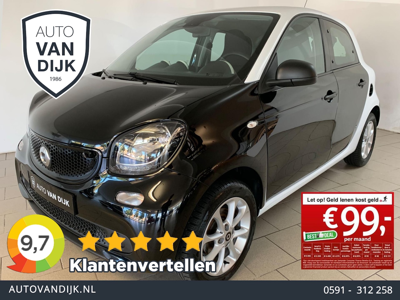 Smart Forfour - 1.0 Business Solution AIRCO CLIMA CRUISE METALLIC LAK LAGE KM STAND NIEUWSTAAT - AutoWereld.nl