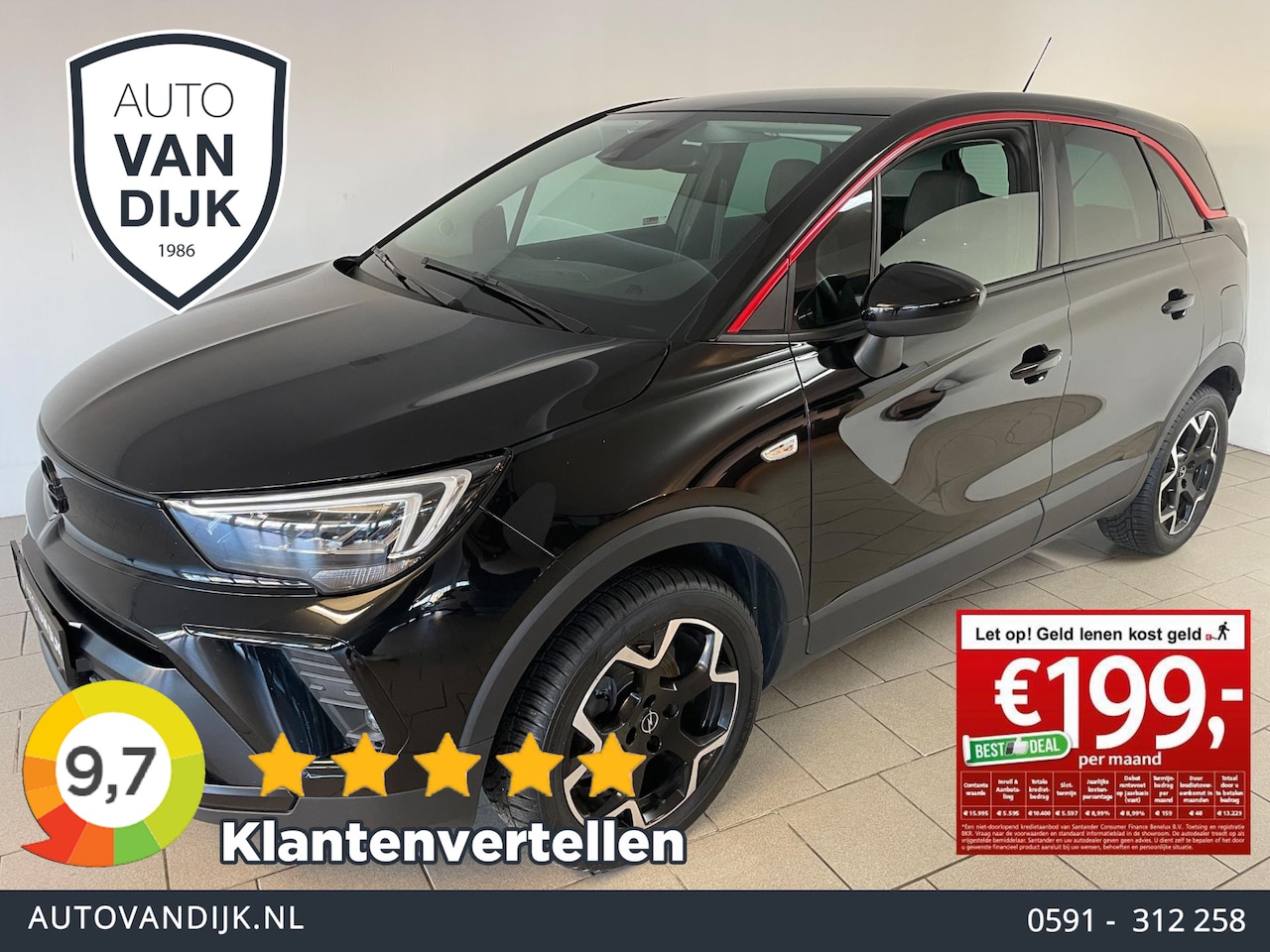 Opel Crossland - 1.2 Turbo AIRCO NAVI CRUISE BLUETOOTH STOELVERW STUURVERW VELGEN RODE ACCENTEN VELGEN NIEU - AutoWereld.nl