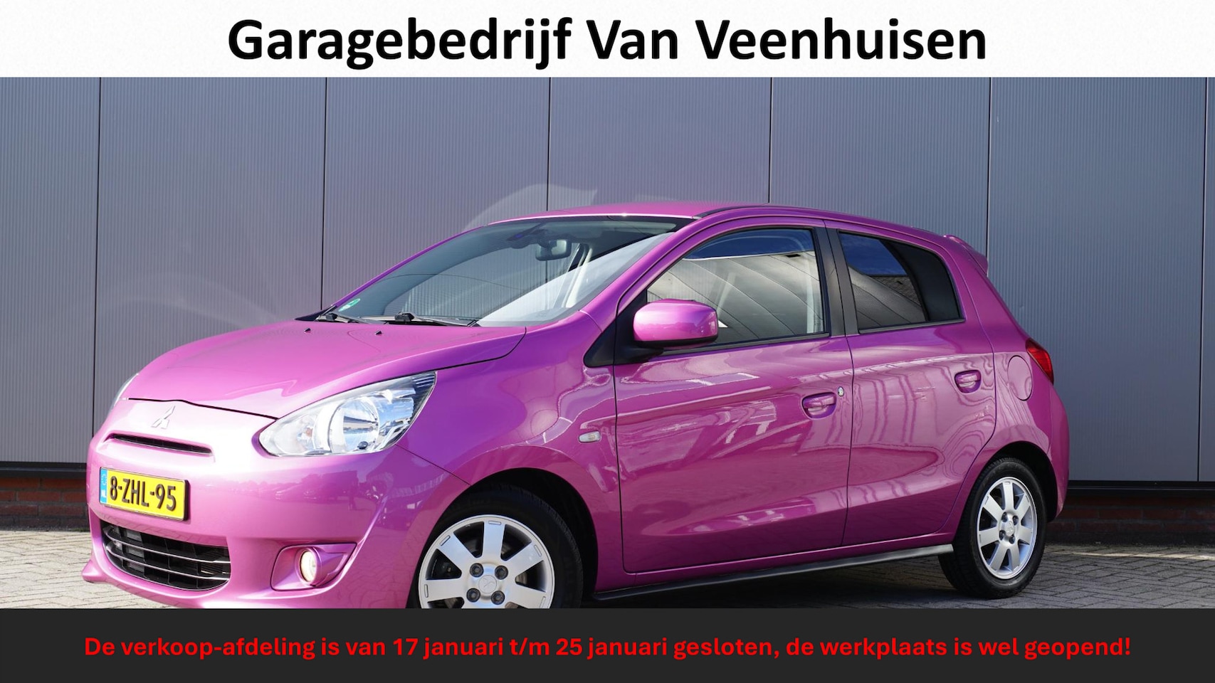 Mitsubishi Space Star - 1.0 71pk 5Drs Bright Clima Elek.pakket *Cassis Purple Metallic* NL auto 64775km! - AutoWereld.nl