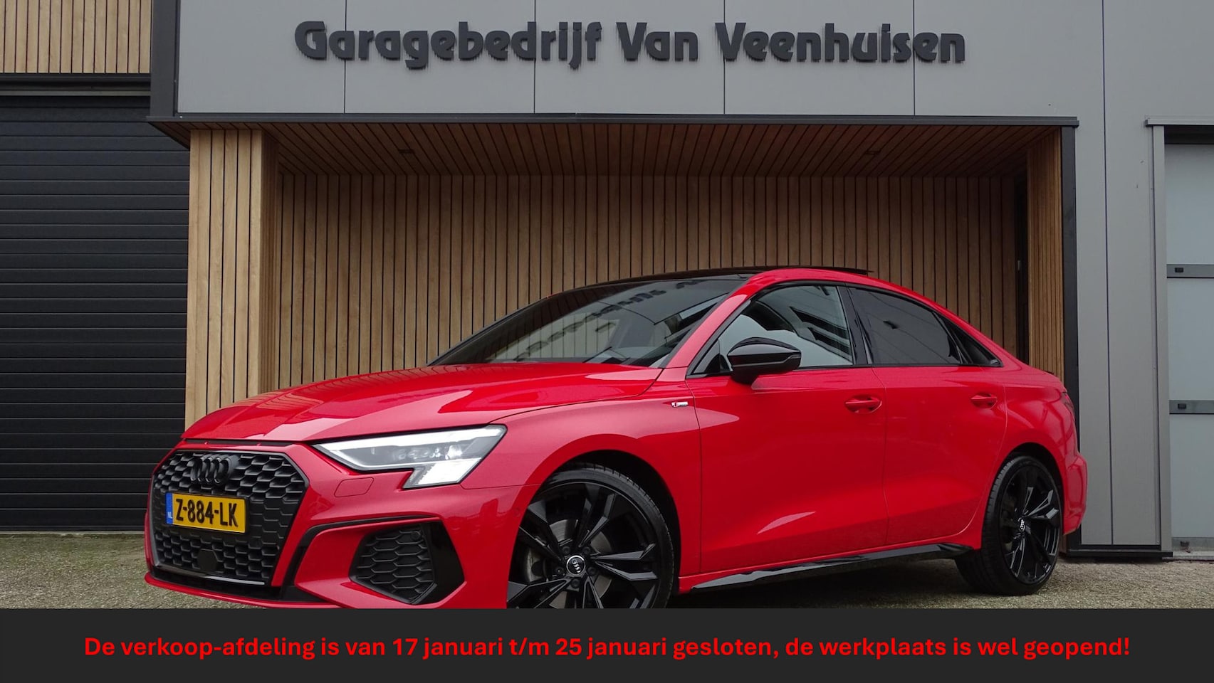 Audi A3 Limousine - 30 TFSI 110pk S edition Pano.Dak 19inch LM Black Optik Virtual Matrix *Tango Rood Metallic - AutoWereld.nl