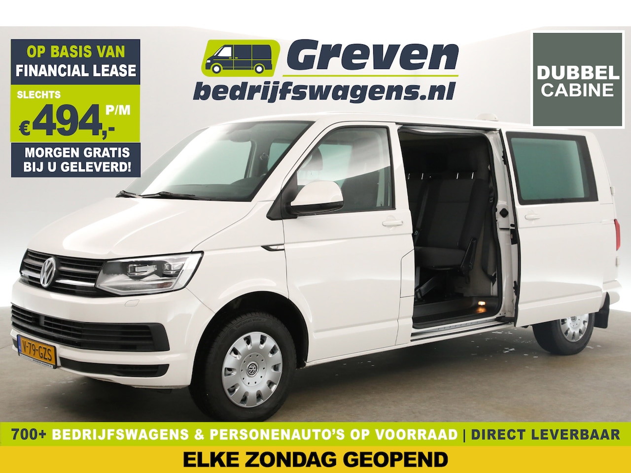 Volkswagen Transporter - 2.0 TDI L2H1 | Dubbele Cabine | 150PK DSG Automaat 5 Persoons 2xSchuifdeur Airco Cruise Ca - AutoWereld.nl