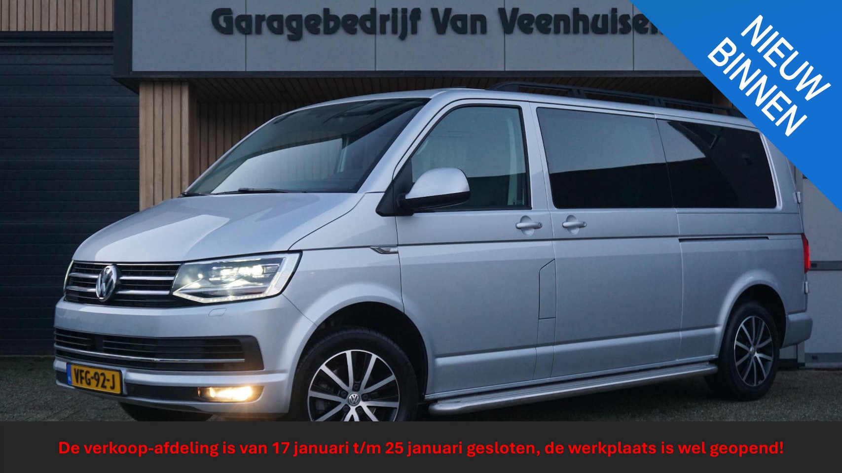 Volkswagen Transporter - 2.0 TDI 150pk 5-Zits L2H1 DC Highline 2x Schuifdeur Schuif/kanteldak Nappa-Leder LED Trekh - AutoWereld.nl