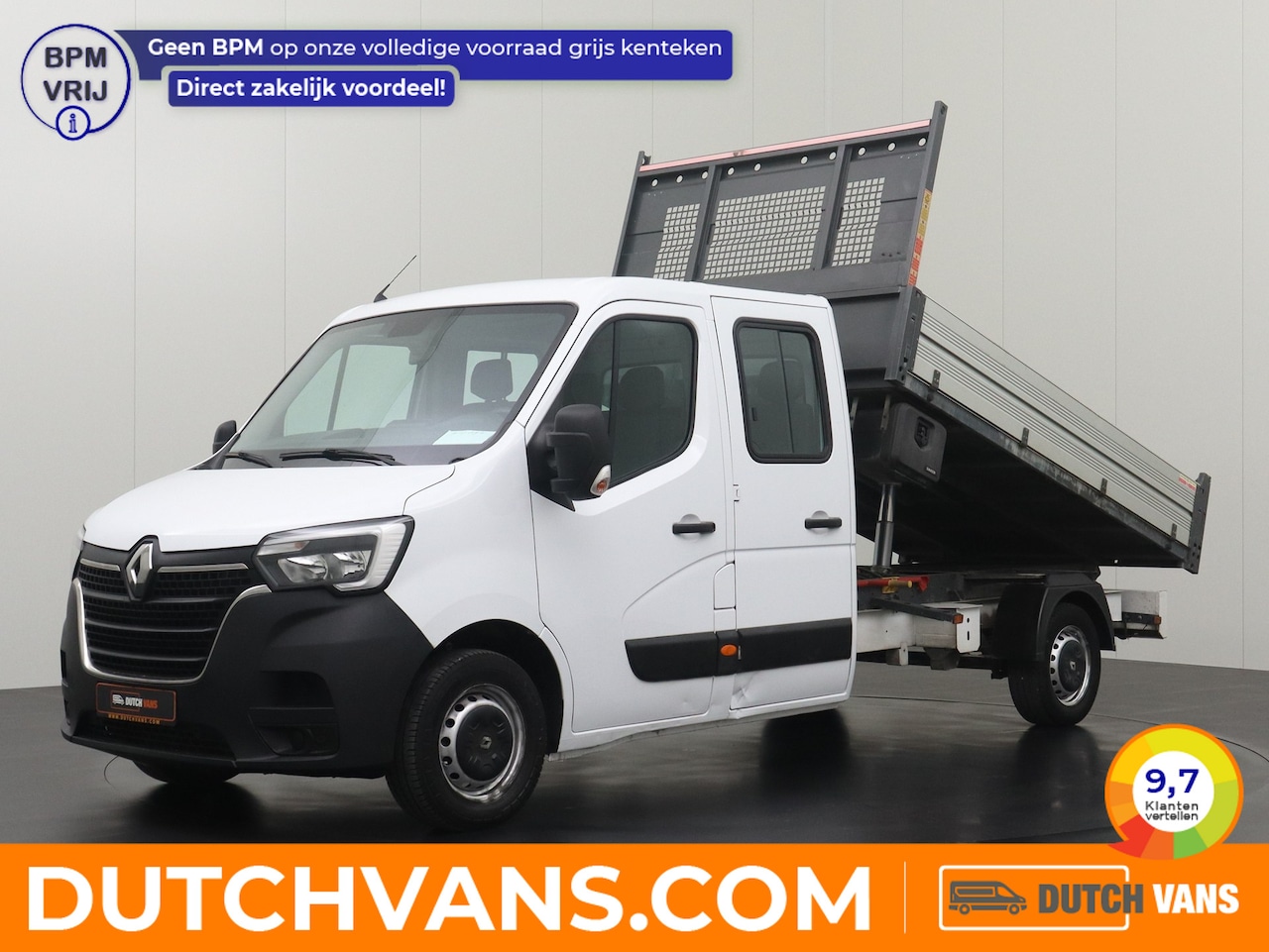 Renault Master - 2.3DCI 145PK Dubbele Cabine Kipper | Airco | 6-Persoons | 2500Kg Trekhaak - AutoWereld.nl