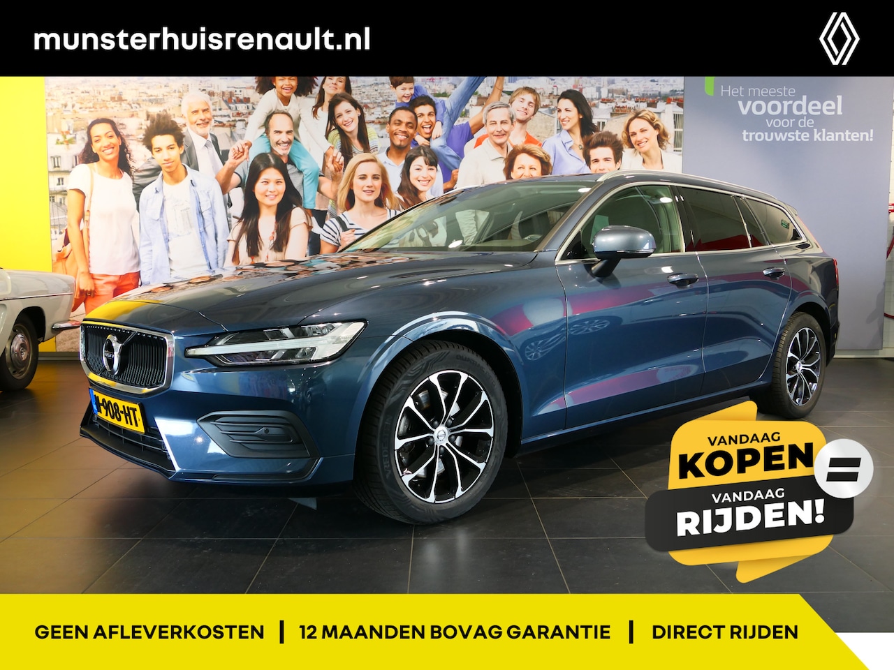 Volvo V60 - 2.0 B3 Momentum Business *VANDAAG KOPEN = VANDAAG RIJDEN* - AUTOMAAT! Camera, cruise, pano - AutoWereld.nl