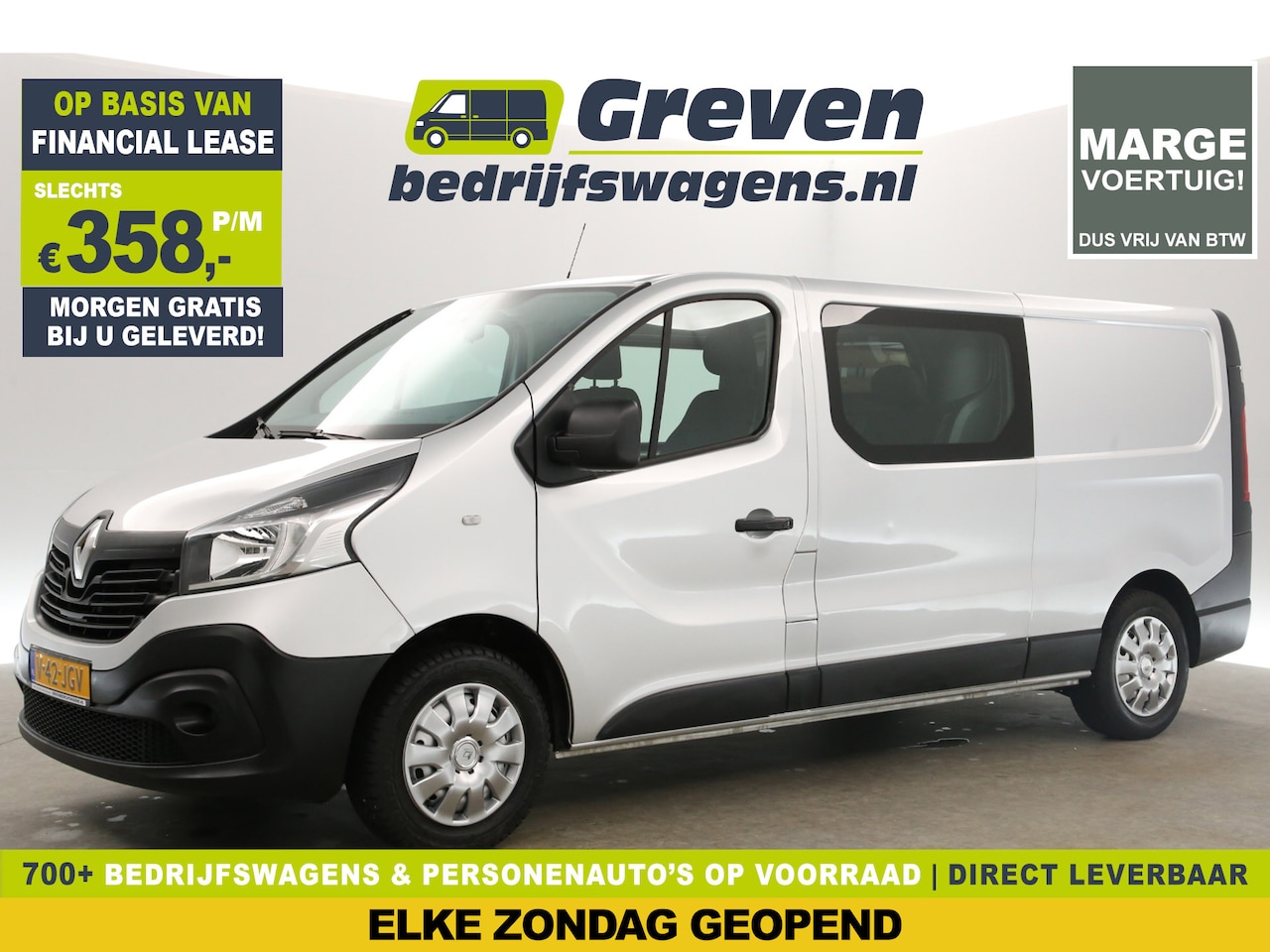 Renault Trafic - 1.6 dCi L2H1 | Marge | Dubbele Cabine | 5 Persoons | Airco Cruise Navi PDC Elektrpakket Tr - AutoWereld.nl