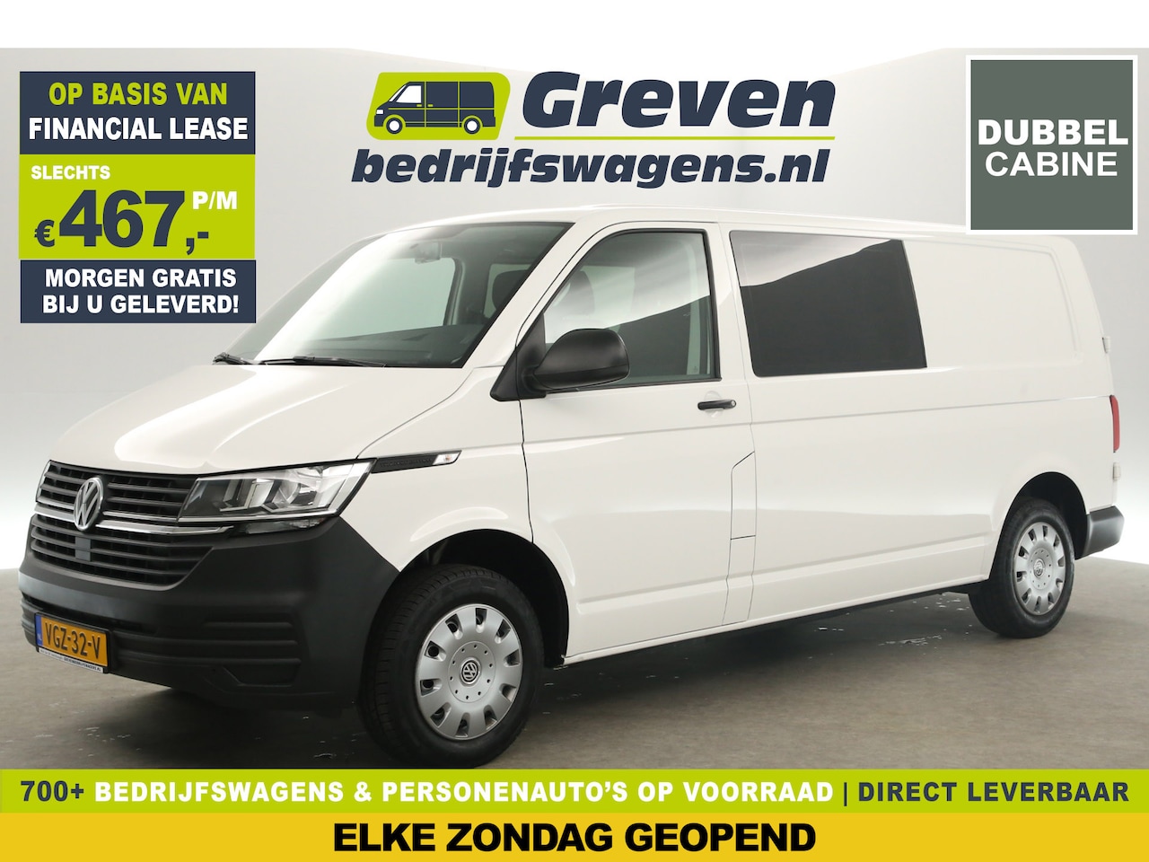 Volkswagen Transporter - 2.0 TDI L2H1 Dubbele Cabine Airco 6 Persoons Elektrpakket - AutoWereld.nl