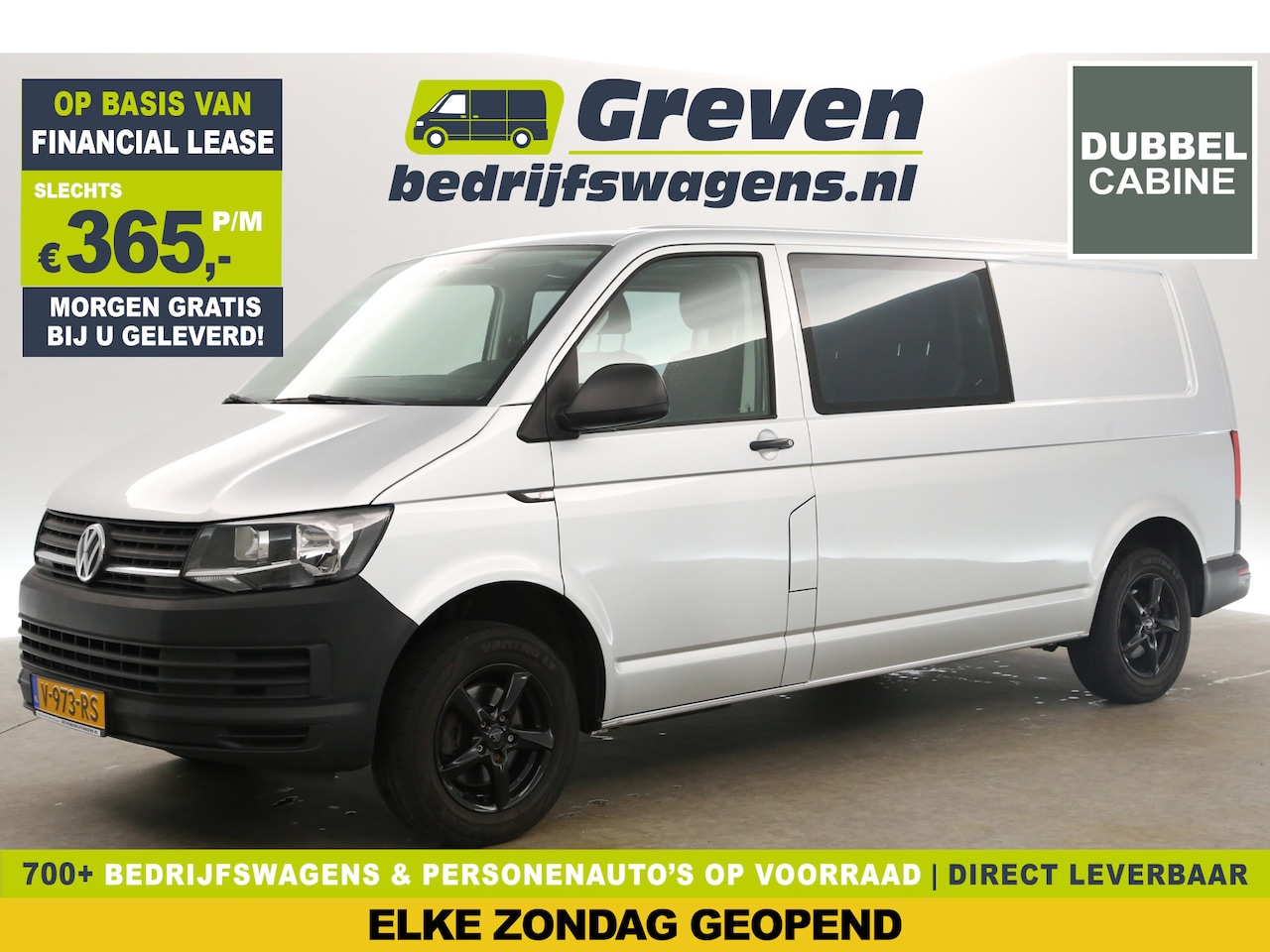 Volkswagen Transporter - 2.0 TDI L2H1 140PK Dubbele Cabine | 5 Persoons Airco Cruise Carplay Navi 16"LMV Trekhaak - AutoWereld.nl