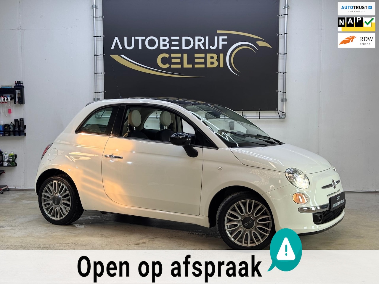 Fiat 500 - 0.9 TwinAir Turbo Cult 2014 WIT PANORAMADAK| LEDER - AutoWereld.nl