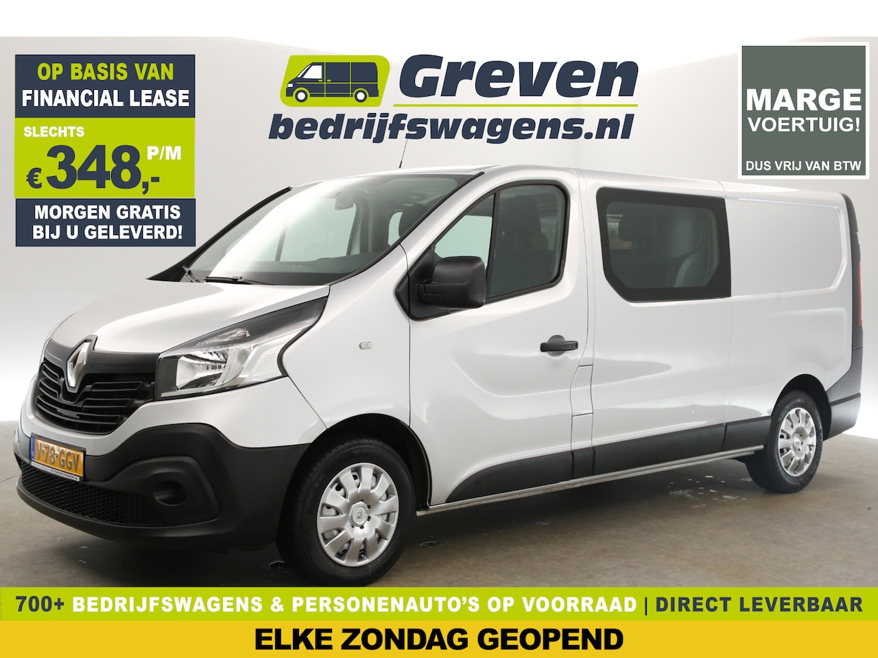 Renault Trafic - 1.6 dCi T29 L2H1 | Marge | Dubbele Cabine | 5 Persoons | Airco Cruise Navigatie PDC - AutoWereld.nl