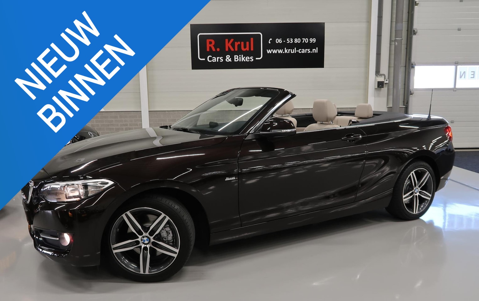 BMW 2-serie Cabrio - 220i Sport Airco-ecc Sportstoelen Leer 16.727 km Sportvelgen 17 inch Bruin metallic Cruise - AutoWereld.nl