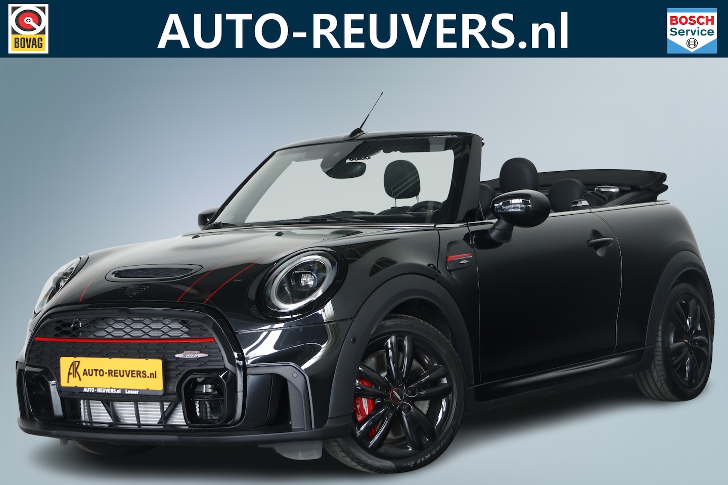 MINI Cabrio - Mini 2.0 John Cooper Works JCW Pack 232 pK  Navi / Carplay / Leder / Automaat / ACC / LED - AutoWereld.nl