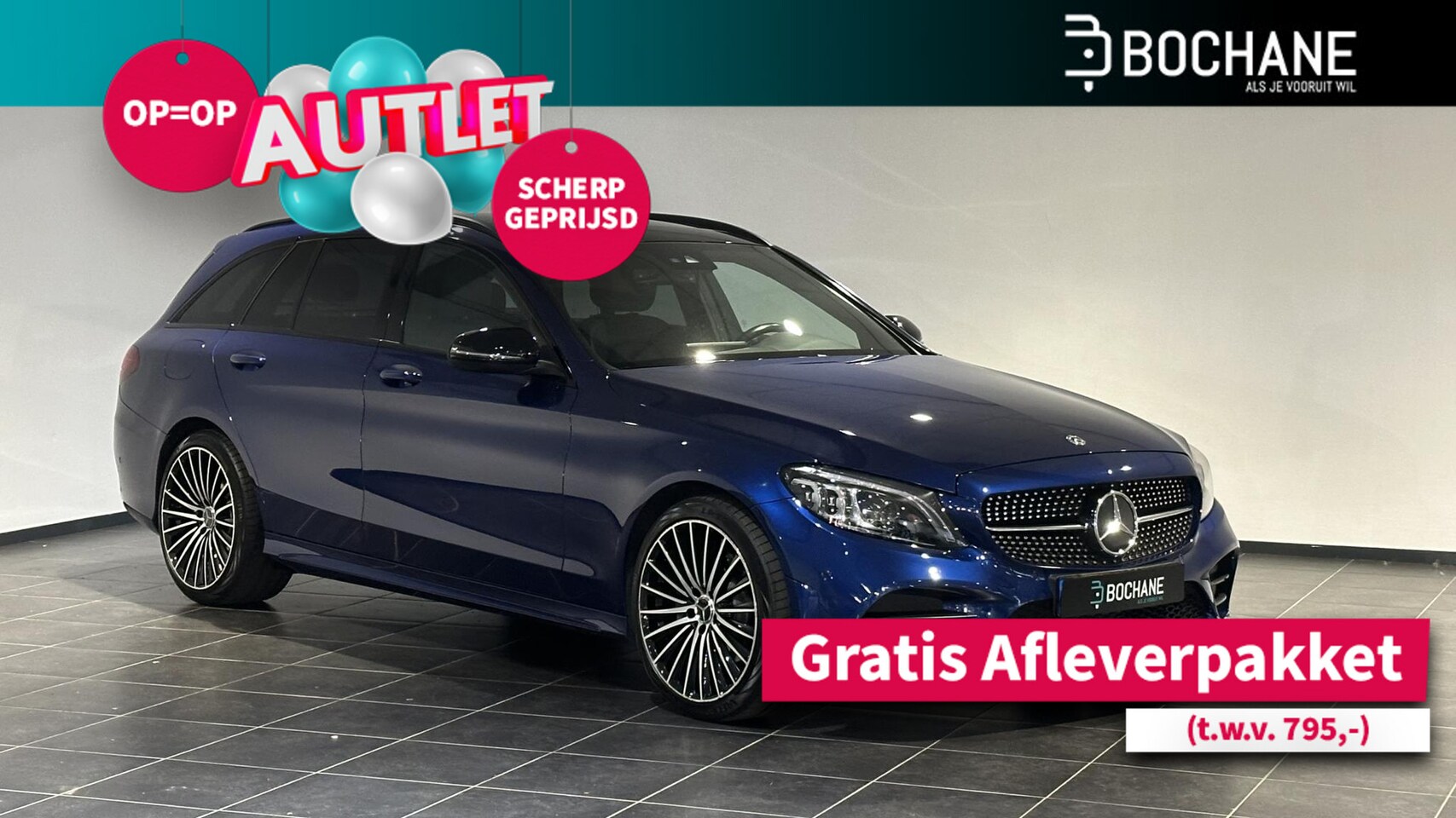 Mercedes-Benz C-klasse Estate - 180 Business Solution AMG | Panoramadak | Leder | Sfeerverlichting | 19 inch - AutoWereld.nl