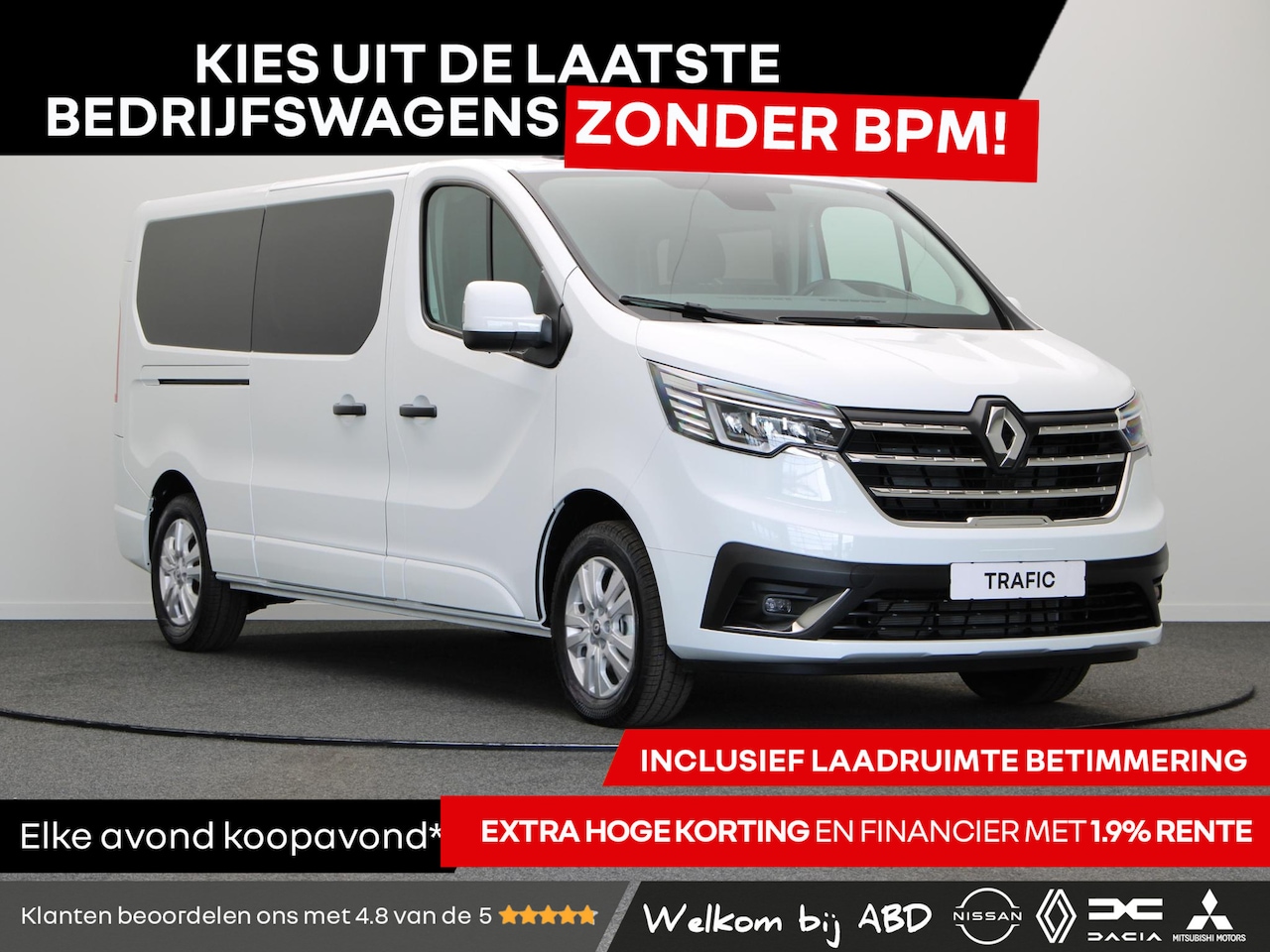 Renault Trafic - 2.0 dCi 150pk T30 L2H1 Work Edition | Dubbel cabine | Bumpers in kleur | 17" LMV | - AutoWereld.nl