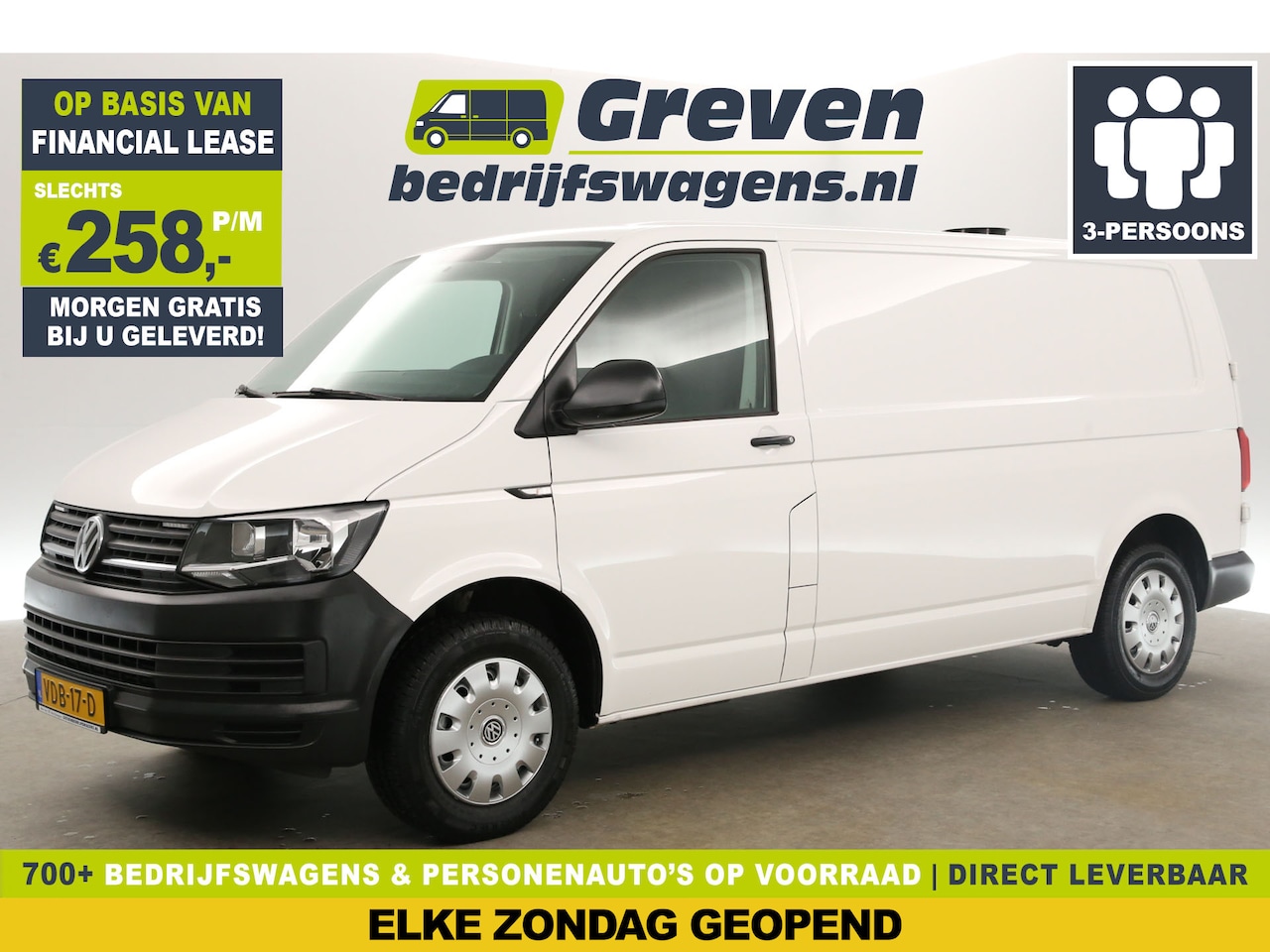 Volkswagen Transporter - 2.0 TDI L2H1 140PK Airco Cruise 3 Persoons Flitsers Elektrpakket Trekhaak - AutoWereld.nl