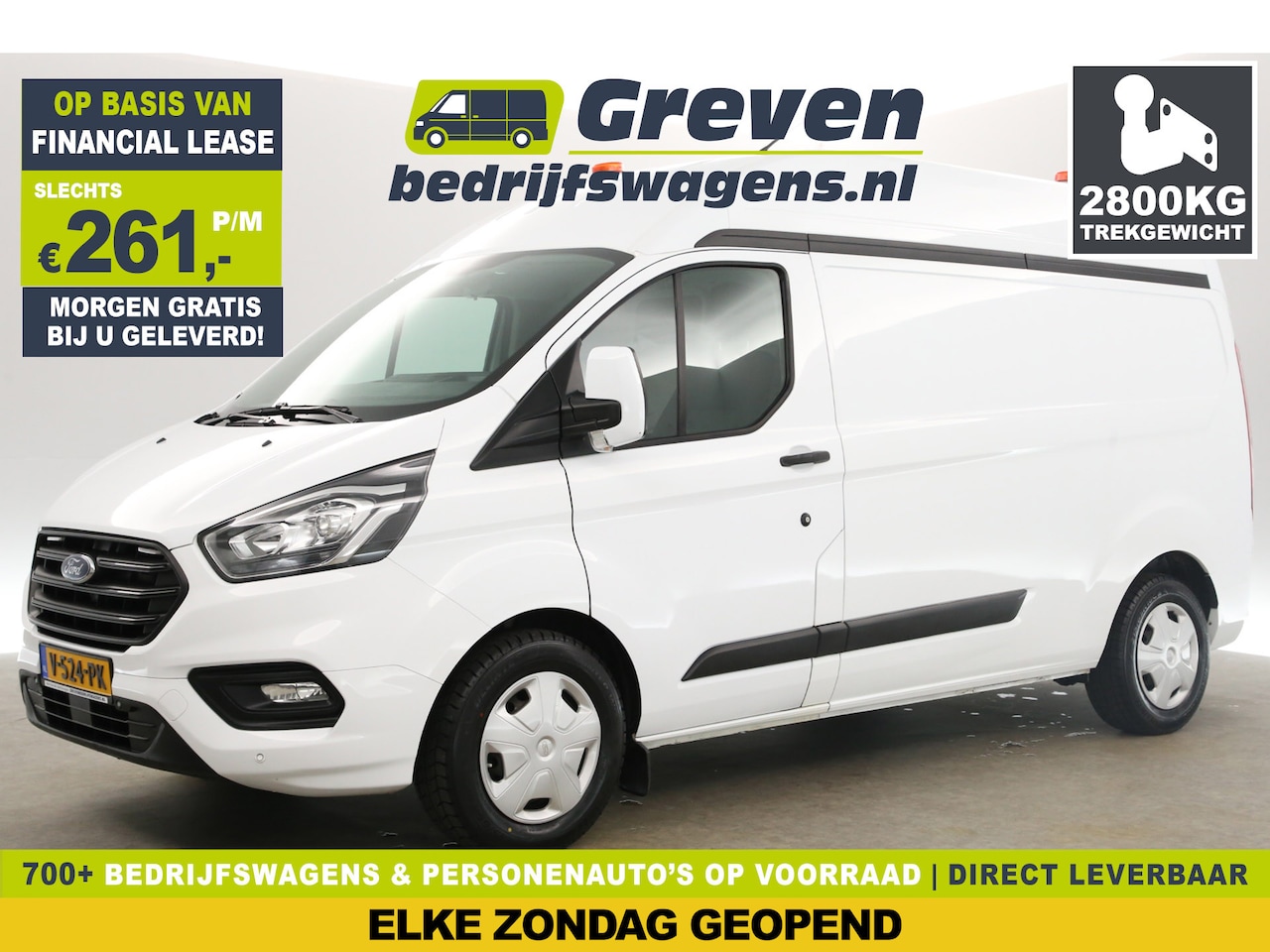 Ford Transit Custom - 320 2.0 TDCI L2H2 2800KG Trekgew. Airco Cruise PDC Stoelverwarming LED Elektrpakket Trekha - AutoWereld.nl