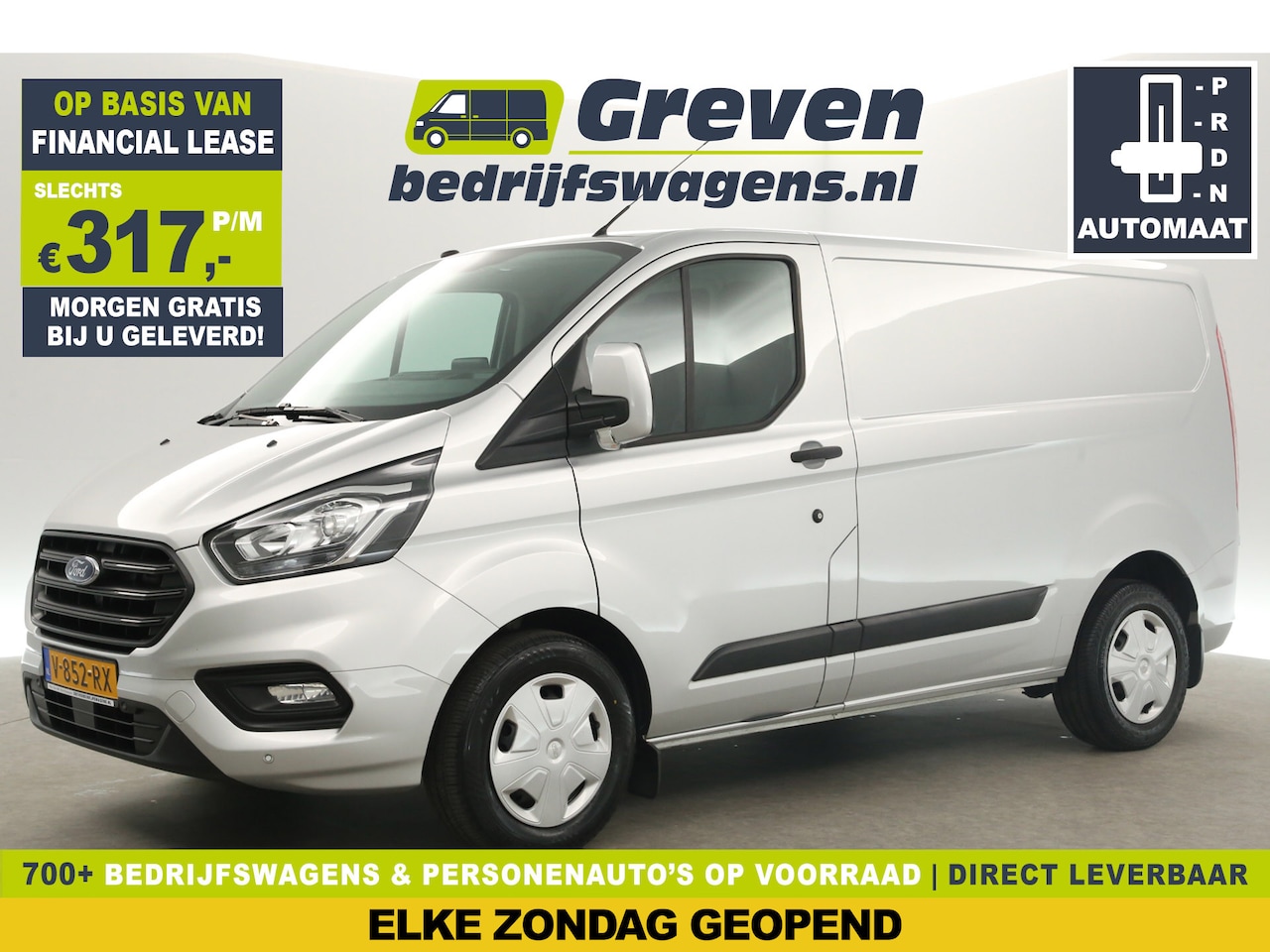 Ford Transit Custom - 2.0 TDCI L1H1 Automaat Airco Cruise Camera Carplay Navi PDC 3 Persoons LED Elektrpakket - AutoWereld.nl