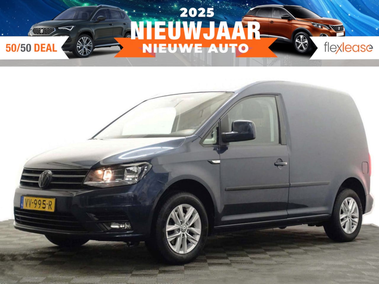 Volkswagen Caddy - 2.0 TDI Euro 6 L1H1 BMT Highline+ Full map Navi, Cruise, Airco, PDC, Grijs Kenteken - AutoWereld.nl