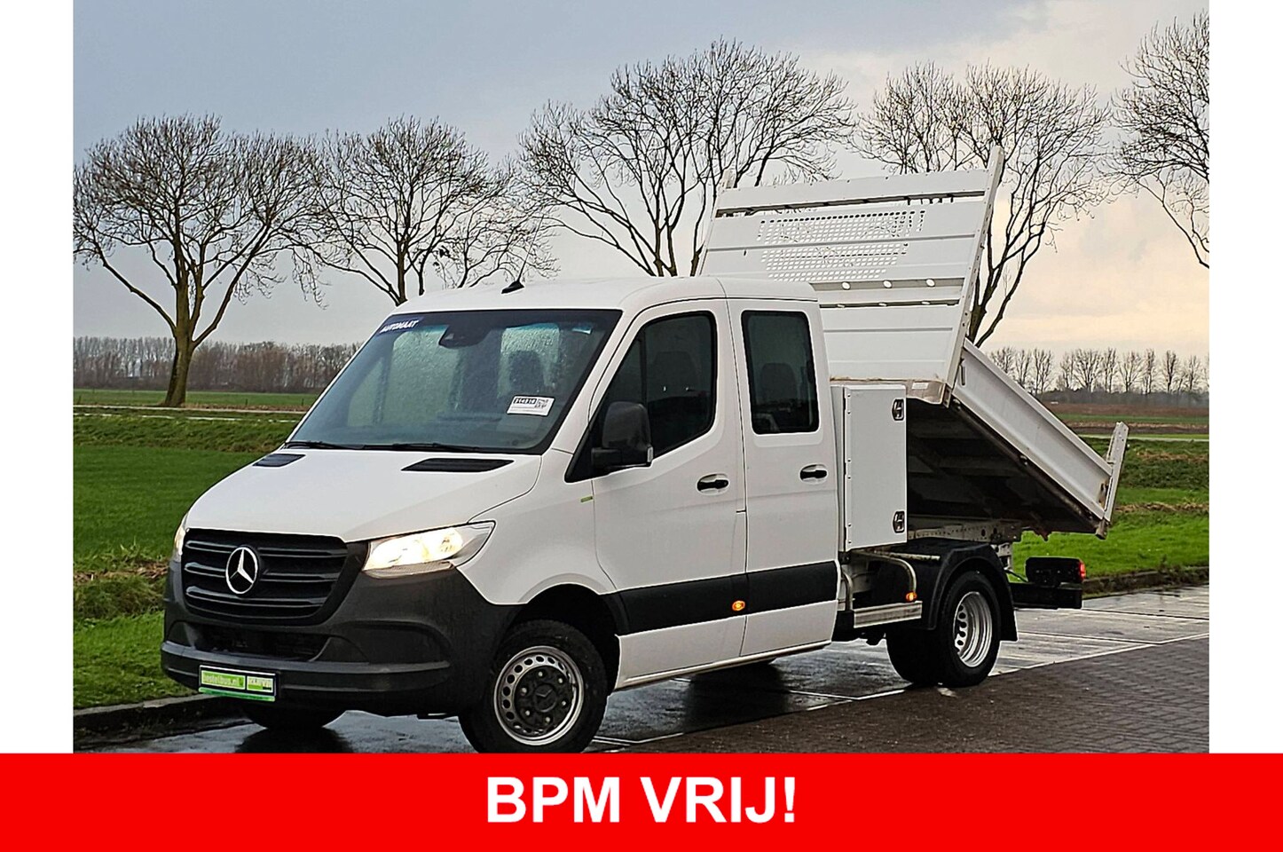 Mercedes-Benz Sprinter - 514 Dubbel Cabine Kipper Kist Airco Mbux Dubbellucht Euro6 Trekhaak! - AutoWereld.nl