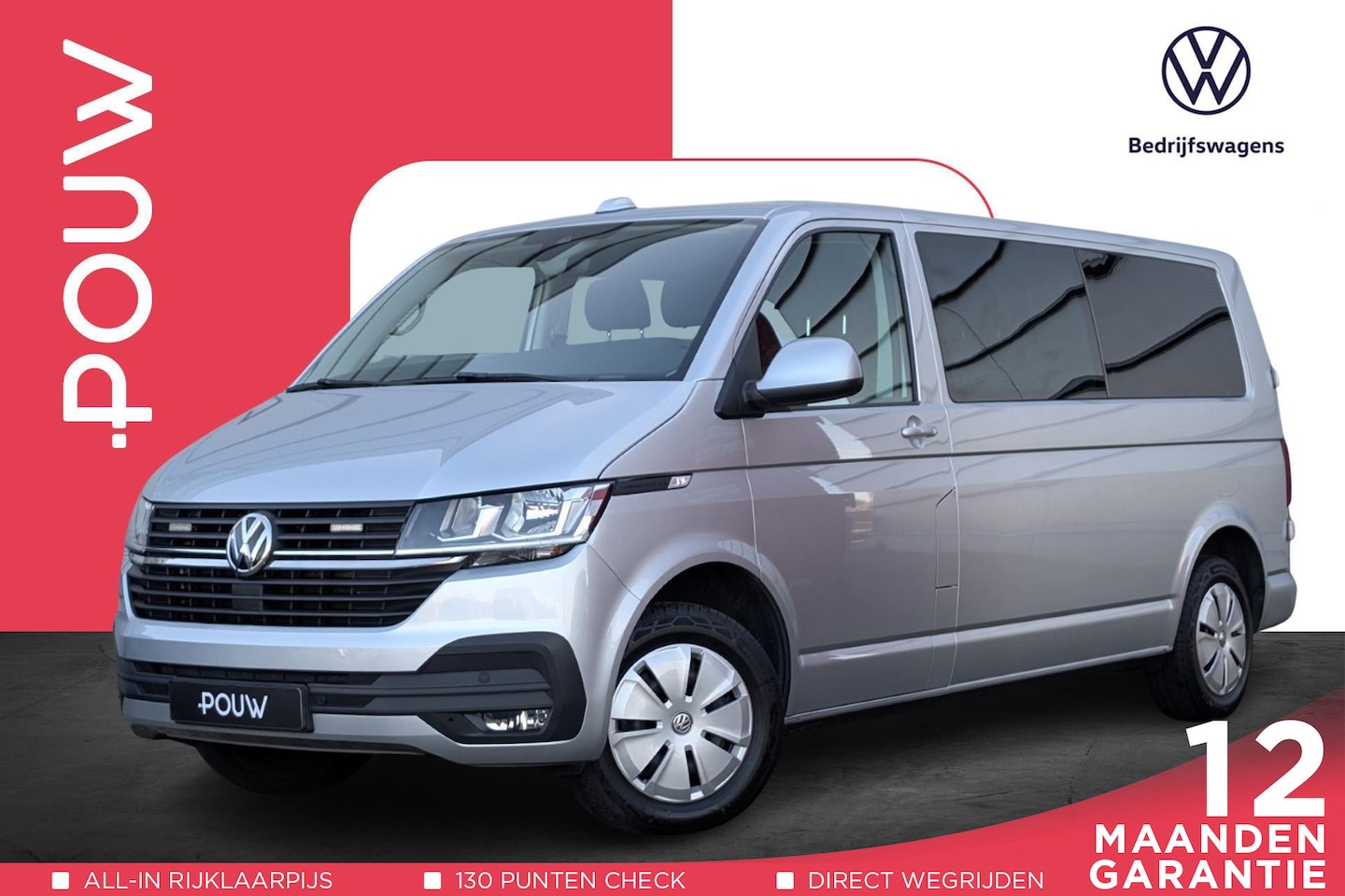 Volkswagen Transporter - 2.0 TDI 150pk L2H1 DC Bulli | 6 Persoons | Navigatie | Trekhaak - AutoWereld.nl