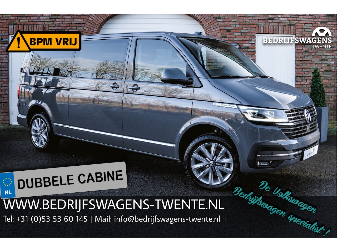 Volkswagen Transporter Caravelle - T6.1 2.0 TDI 150 PK DSG CARAVELLE L2H1 DUB/CAB A-Deuren ACC | LED | Digital Cockpit | Lede - AutoWereld.nl