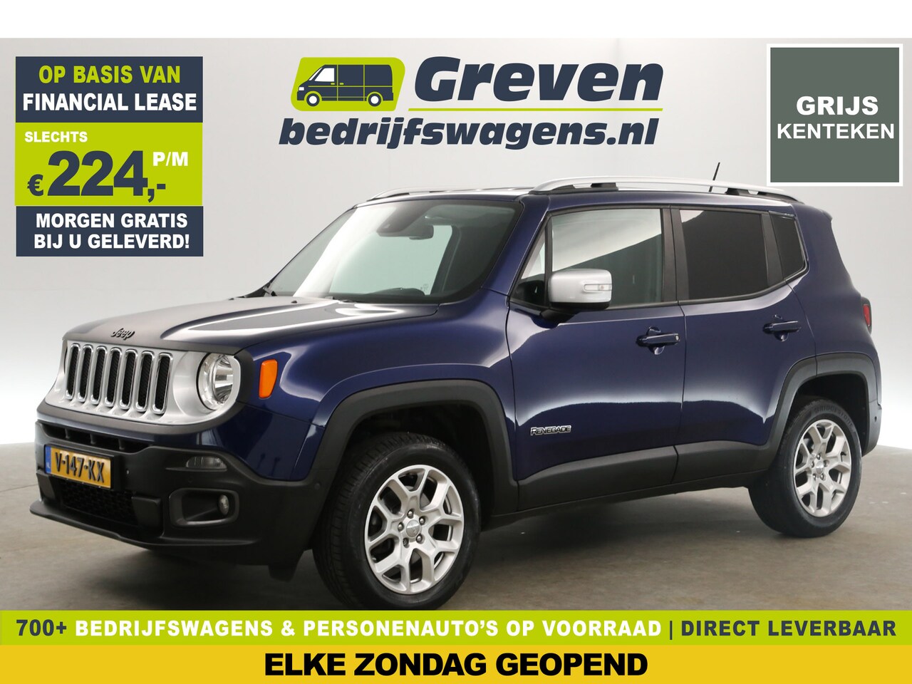 Jeep Renegade - 2.0 MultiJet Limited 4x4 | 141PK | GRIJS KENTEKEN | VAN | Clima Cruise Navi PDC 17"LMV Ele - AutoWereld.nl