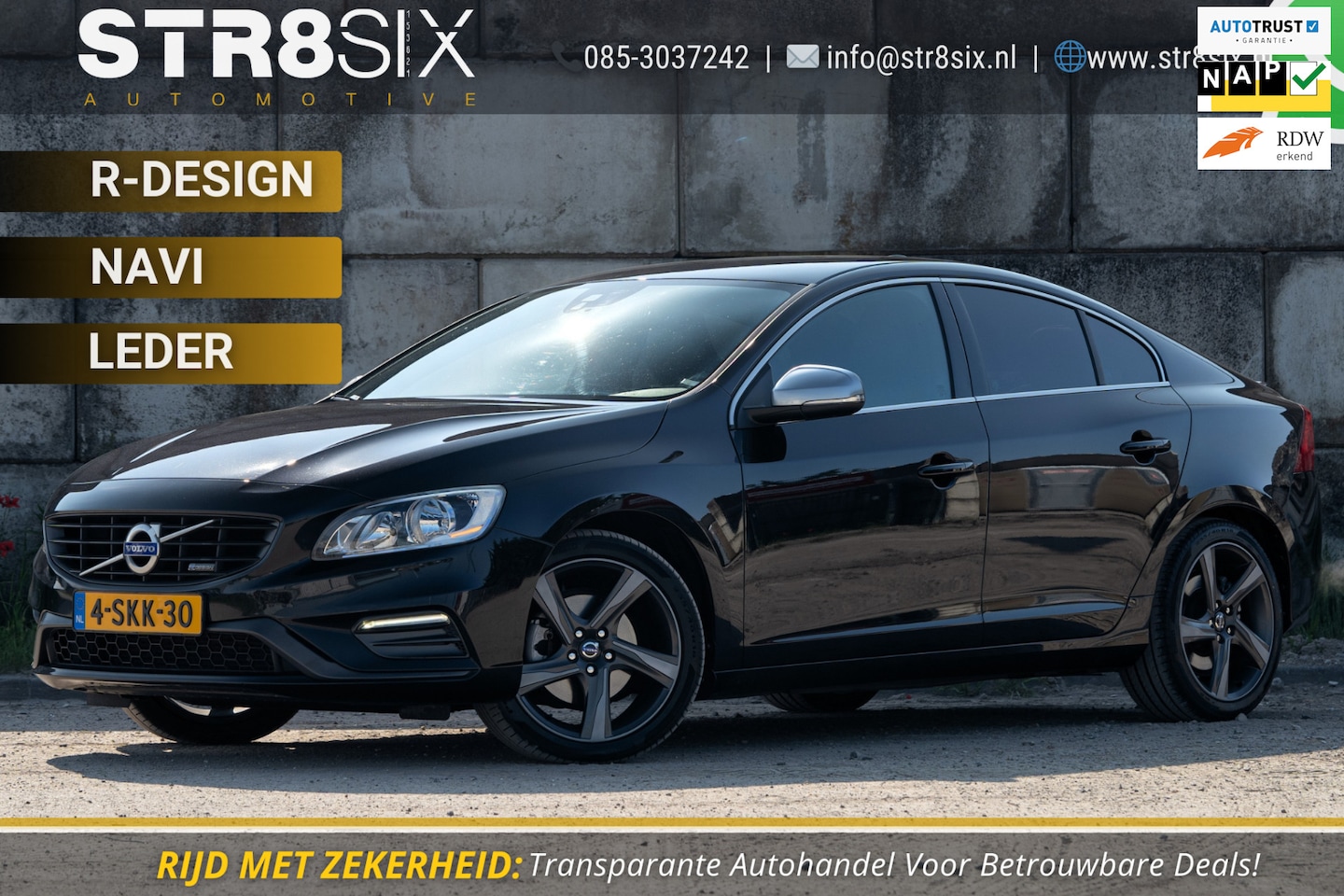 Volvo S60 - 1.6 T3 150PK R-Design AUT6 | Navi | Leder/Alcantara | 18" LM velgen | Clima | Cruise | PDC - AutoWereld.nl