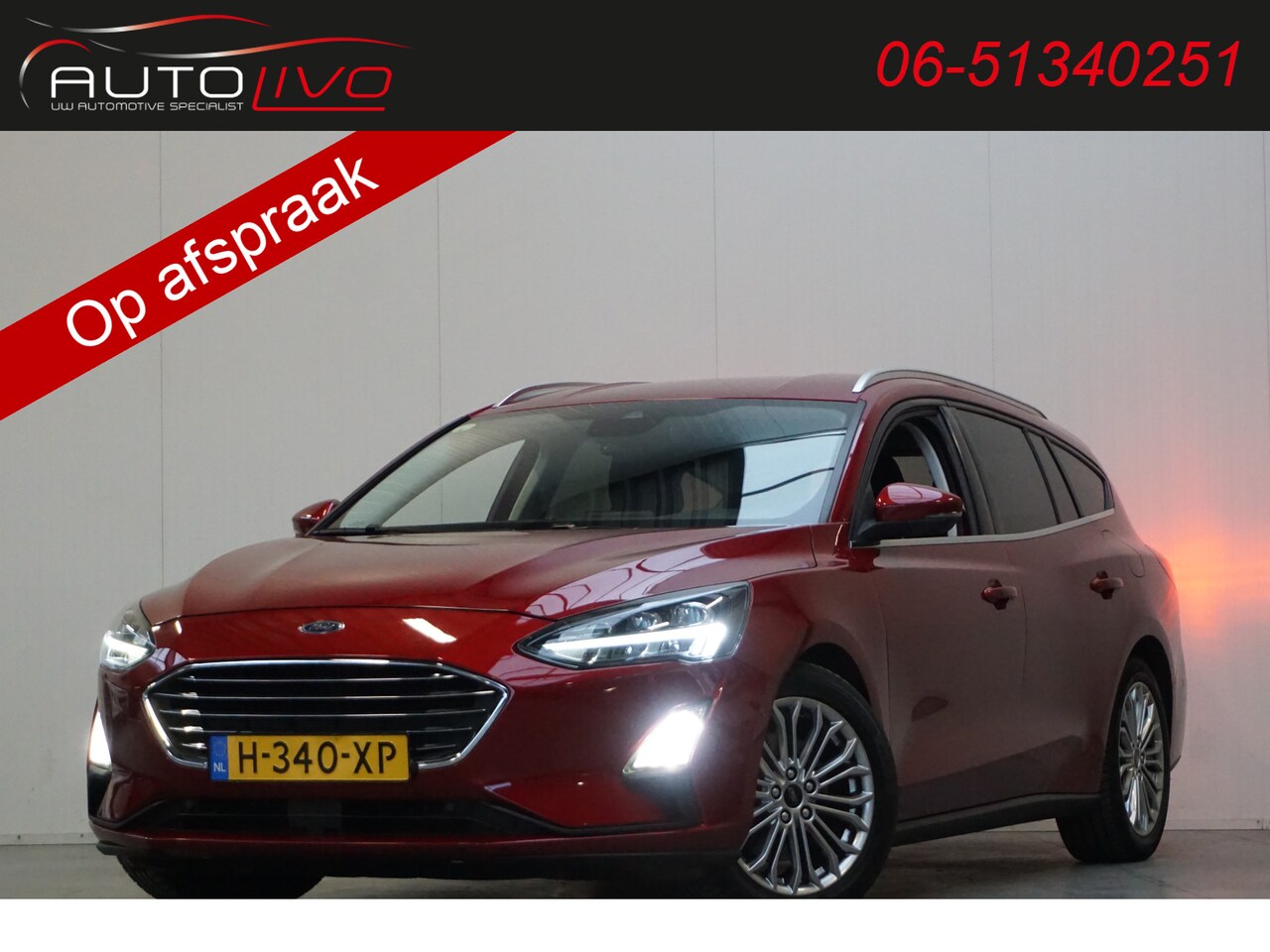 Ford Focus Wagon - 1.5 EcoBlue Titanium Business AUTOMAAT! LED CLIMA ST. VERW. NAV CLIMA PDC TREKHAAK etc. - AutoWereld.nl