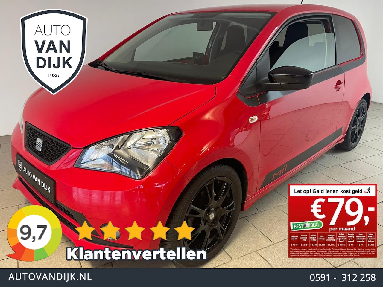 Seat Mii - 1.0 Sport 75PK AIRCO NAVI CRUISE PDC VELGEN SPOILERS STRIPING ZEER SPECIAAL ZEER NETTE AUT - AutoWereld.nl