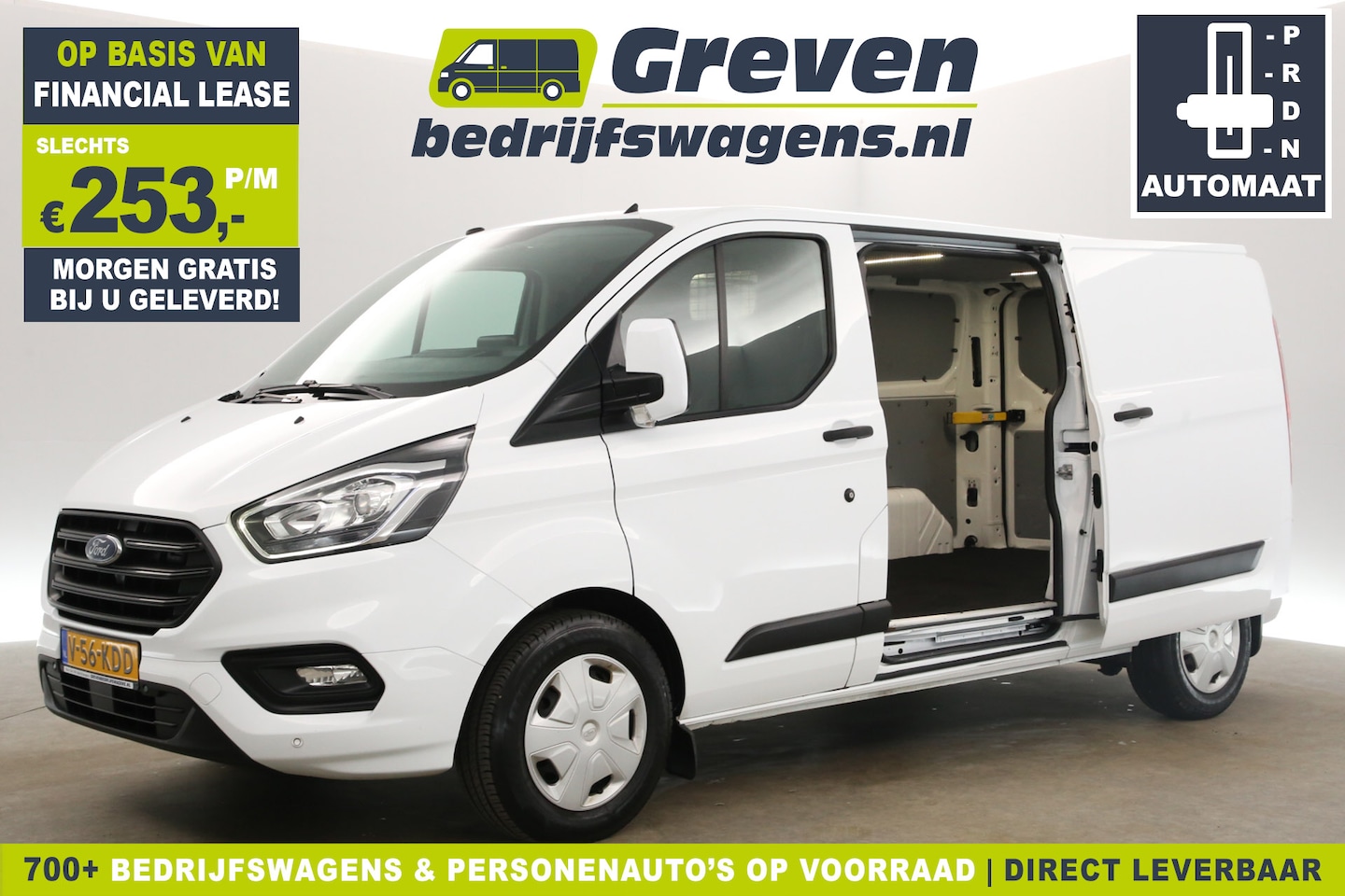 Ford Transit Custom - 340 2.0 TDCI L2H1 Trend Automaat Airco Cruise Carplay 2xSchuifdeur 3 Persoons Stoelverwarm - AutoWereld.nl