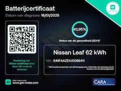 Nissan LEAF - E+ Tekna 62 kWh 93% SOH Batterij Certificaat