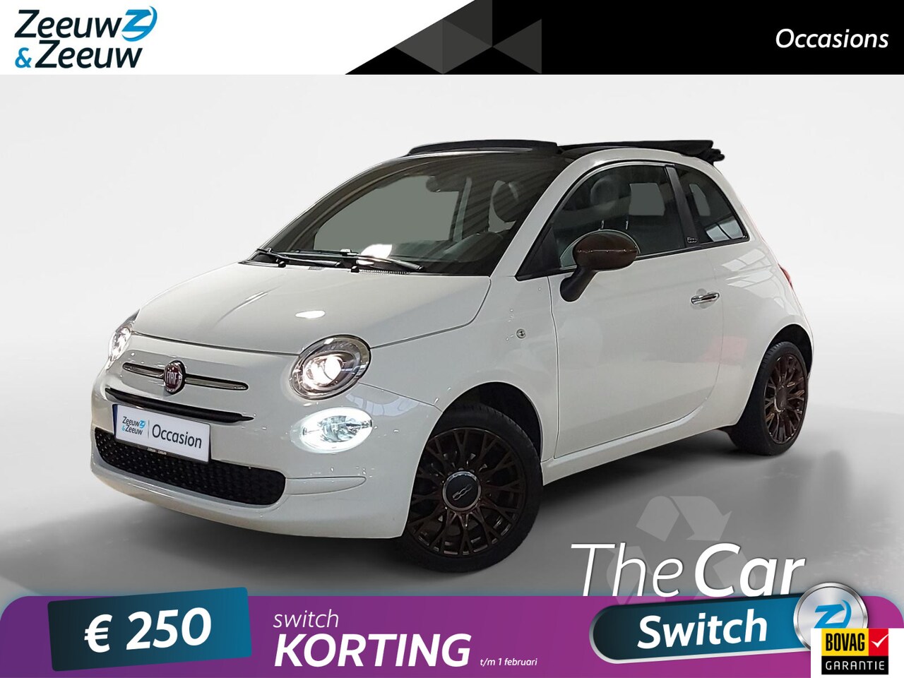 Fiat 500 C - 1.0 Hybrid Lounge | Schuifdak | Parkeersensoren achter | Apple Carplay/Android auto | Blue - AutoWereld.nl