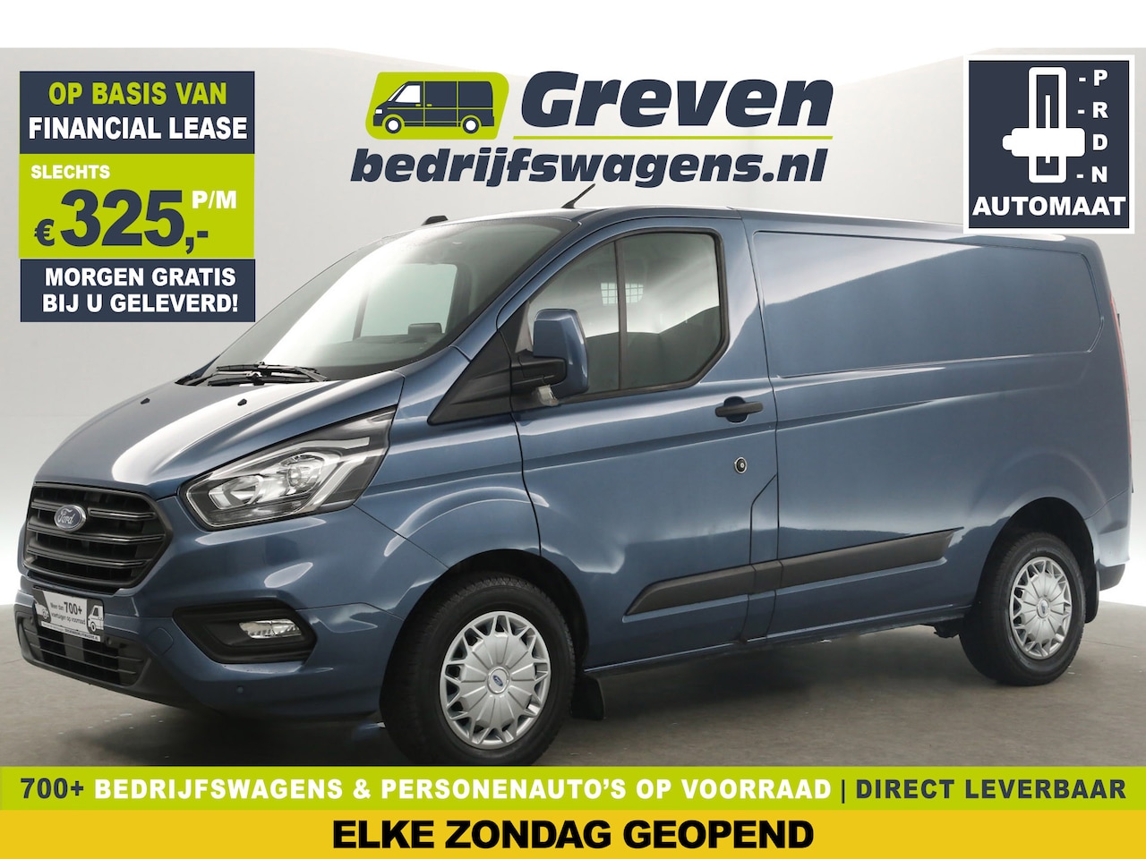 Ford Transit Custom - 280 2.0 TDCI L1H1 Automaat Airco Cruise Carplay Navigatie PDC 3 Persoons Elektrpakket Trek - AutoWereld.nl