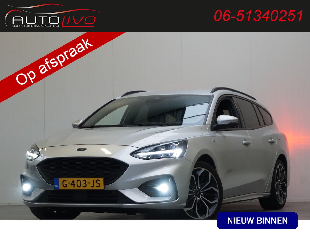 Ford Focus Wagon - 1.0 EcoBoost ST Line Business LED 18" B&O ST. VERW. NAVI APPLE TREKHAAK etc. - AutoWereld.nl