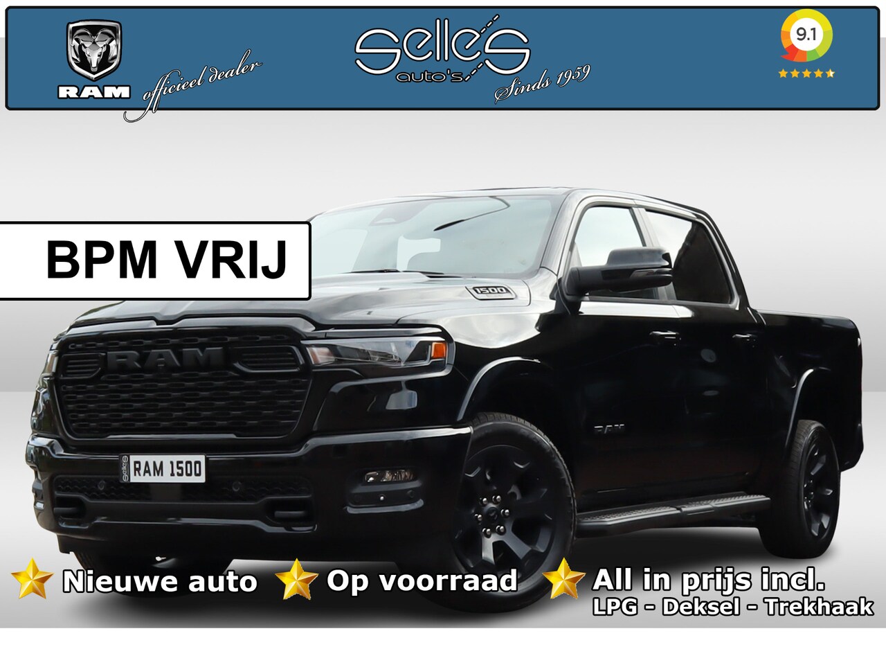 Dodge Ram 1500 - 2025 3.0L HURRICANE BIGHORN NIGHT | BPM VRIJ | NIEUW | Lederen Bekleding | LPG in of onder - AutoWereld.nl