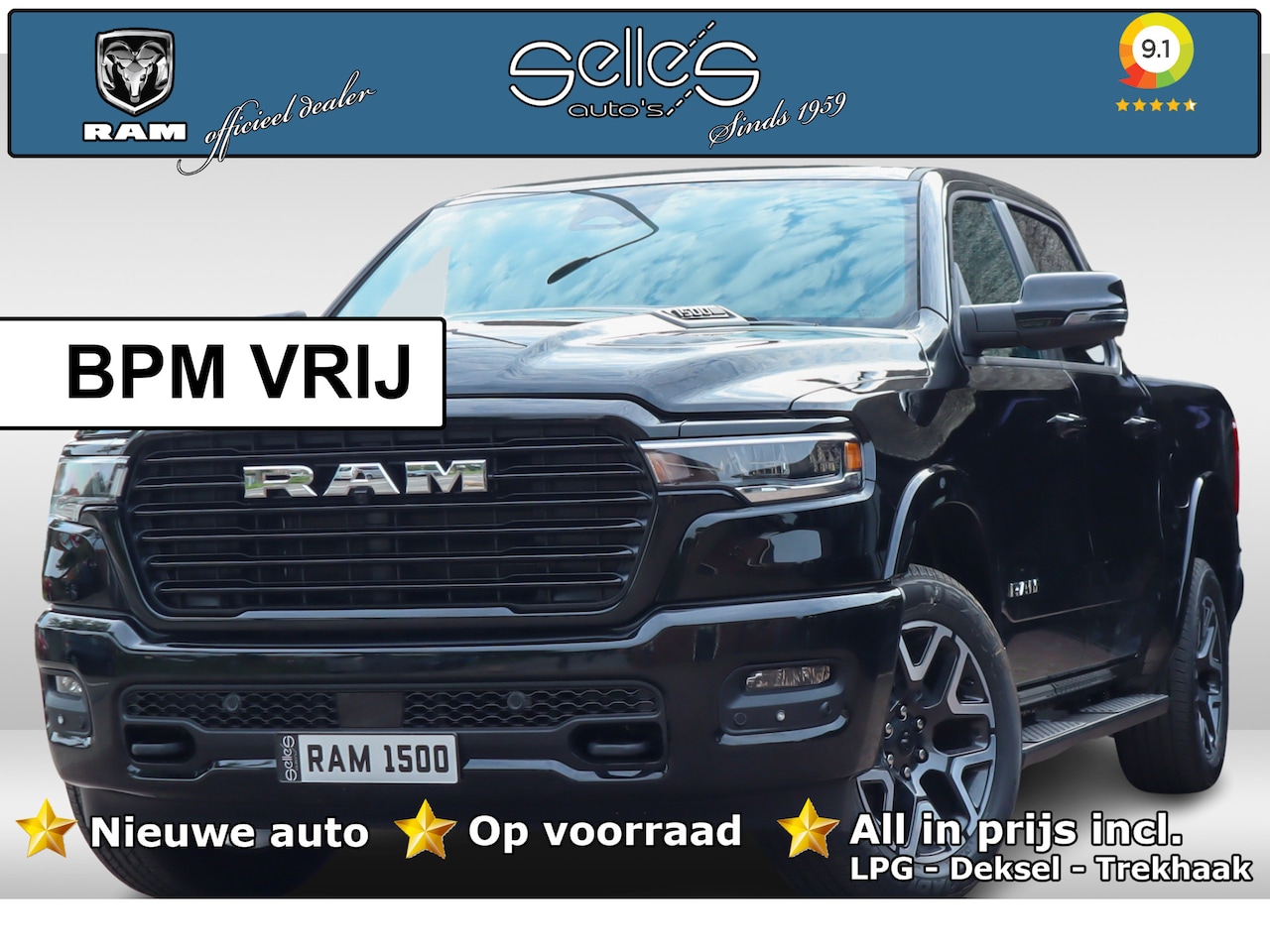 Dodge Ram 1500 - 2025 3.0L HURRICANE LARAMIE SPORT | BPM VRIJ | NIEUW | LPG in of onderbouw | Deksel - AutoWereld.nl