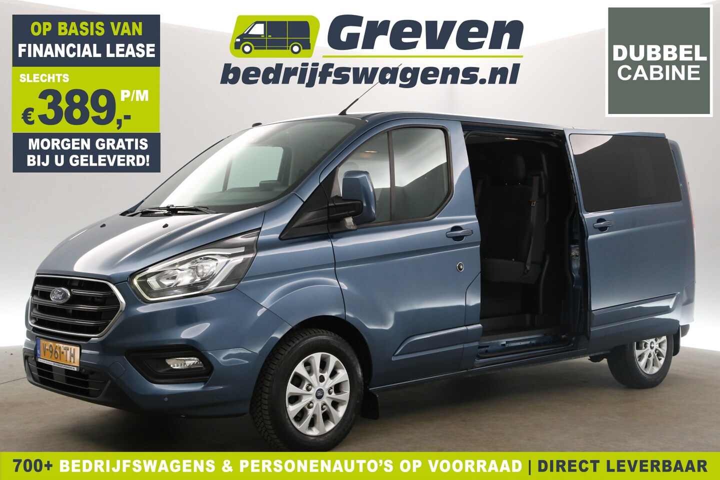 Ford Transit Custom - 300 2.0 TDCI L2H1 Limited | Dubbele Cabine 6 Persoons | 2xSchuifdeur Airco Camera Cruise C - AutoWereld.nl