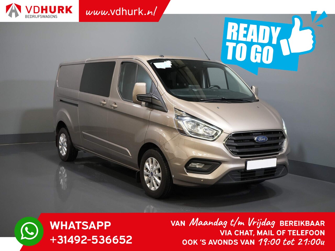 Ford Transit Custom - 2.0 TDCI 130 pk Aut. L2 Limited DC Dubbel Cabine 2x Schuifdeur/ Stoelverw./ CarPlay/ Navi/ - AutoWereld.nl