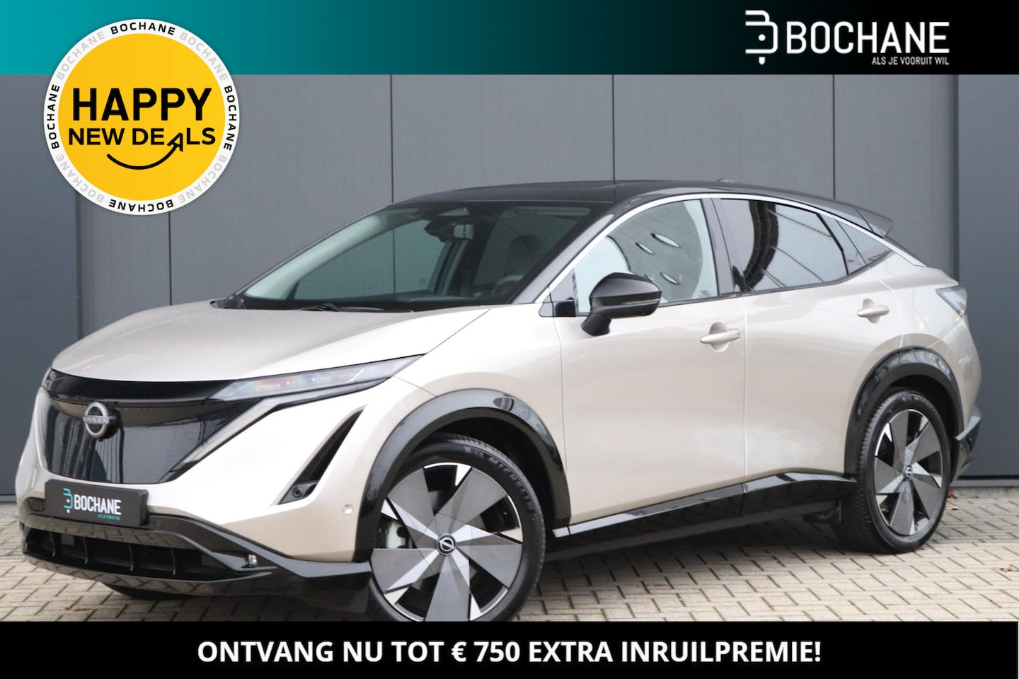 Nissan Ariya - 66 kWh Evolve |20-inch Velgen| Panoramadak|  Two-Tone| 22KW Lader|Trekhaak| - AutoWereld.nl