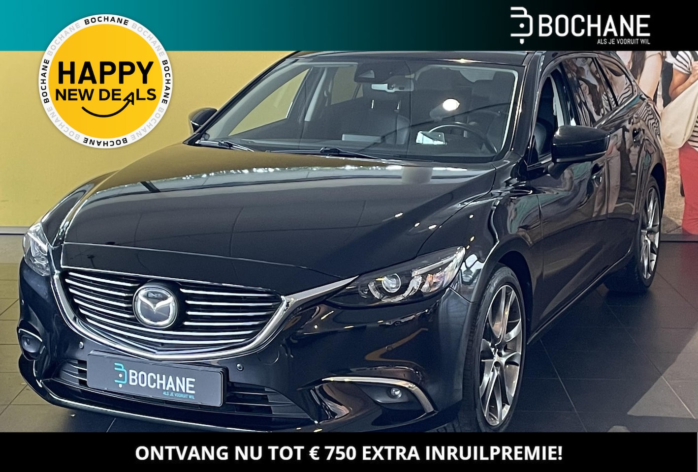 Mazda 6 Sportbreak - 2.5 SkyActiv-G 192 GT-M AUTOMAAT | ZWARTE LEDEREN BEKLEDING | ELKTRISCH SCHUIFDAK | NAVIGA - AutoWereld.nl